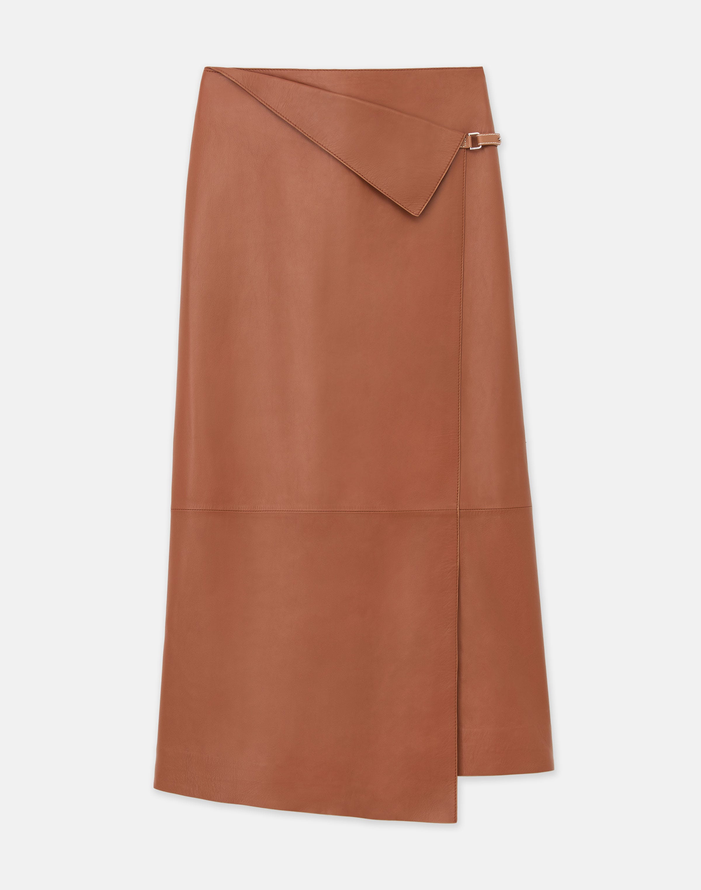Nappa Lambskin Leather Asymmetric Panel Skirt