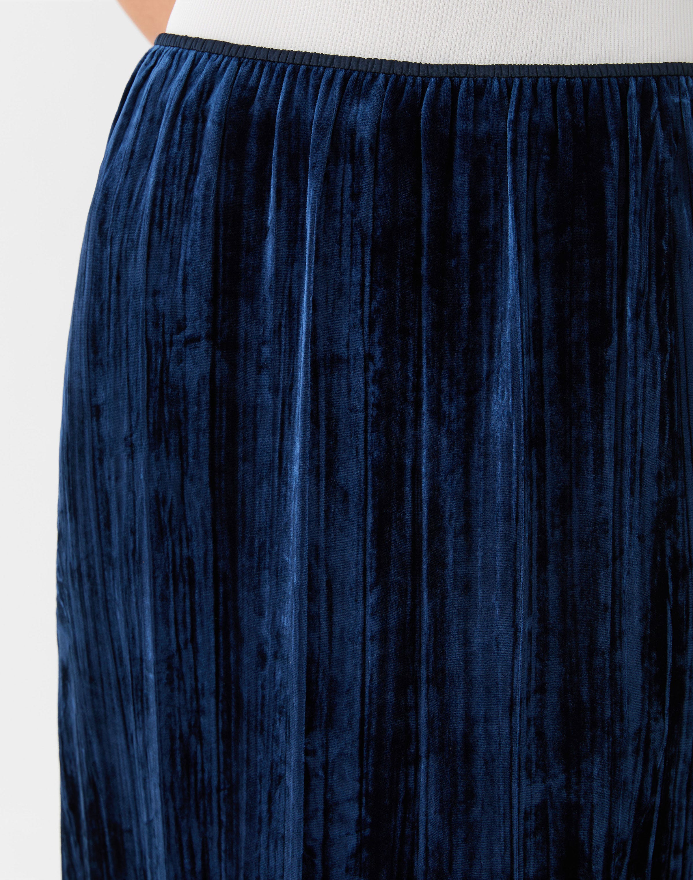 Velvet Plissé Midi Skirt