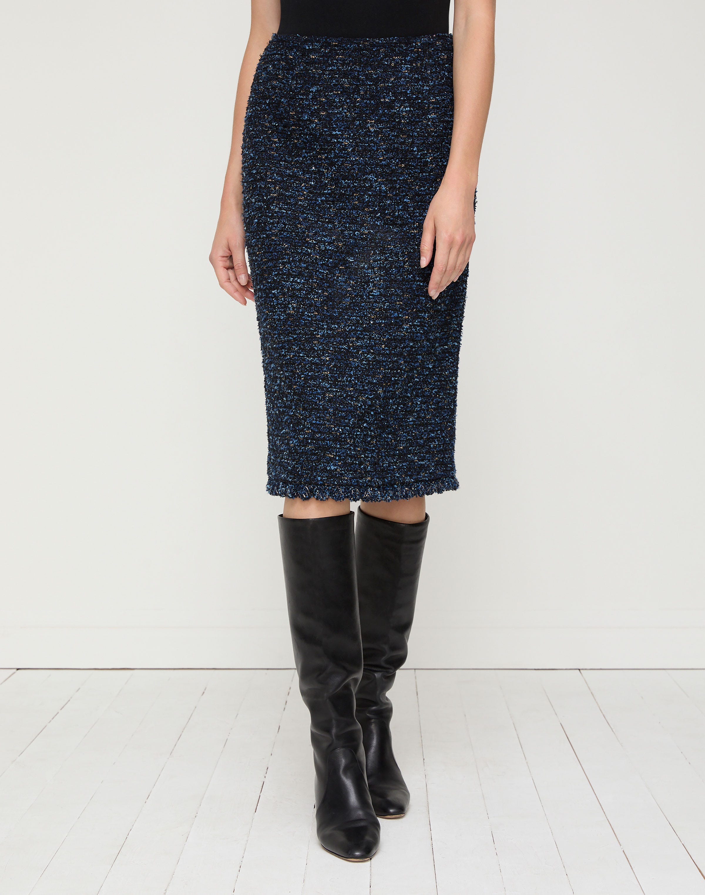 Cosmos Bouclé Tweed Crochet Trim Skirt
