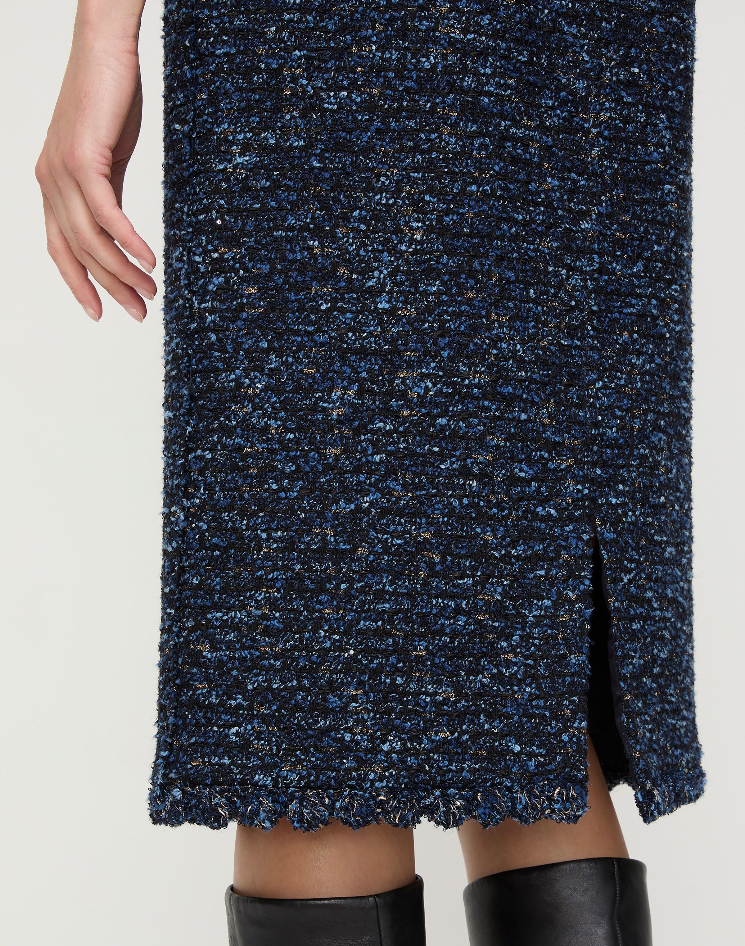 Cosmos Bouclé Tweed Crochet Trim Skirt