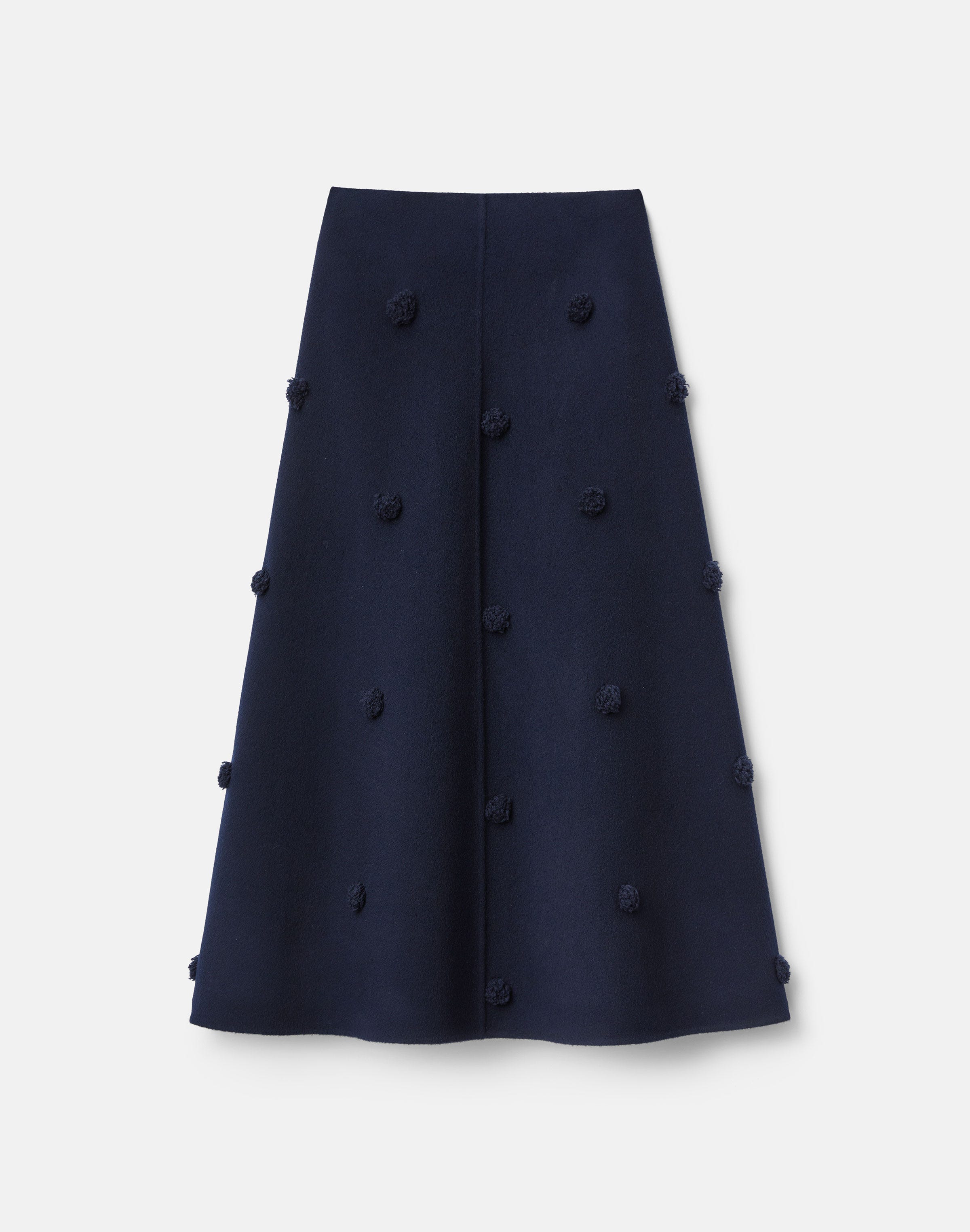 Wool-Cashmere Double Face Embellished Polka Dot Skirt