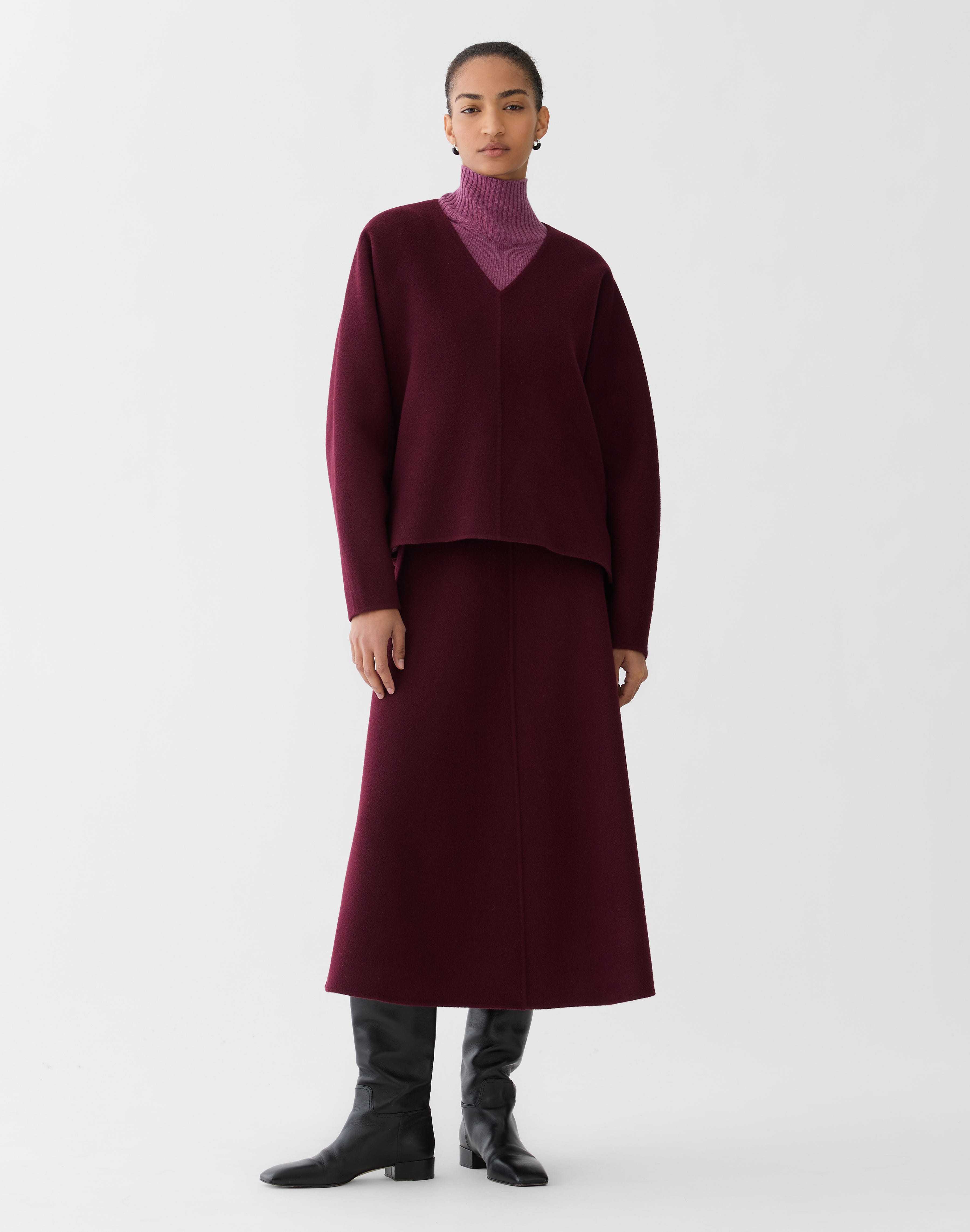 Wool-Cashmere Double Face Flared Skirt