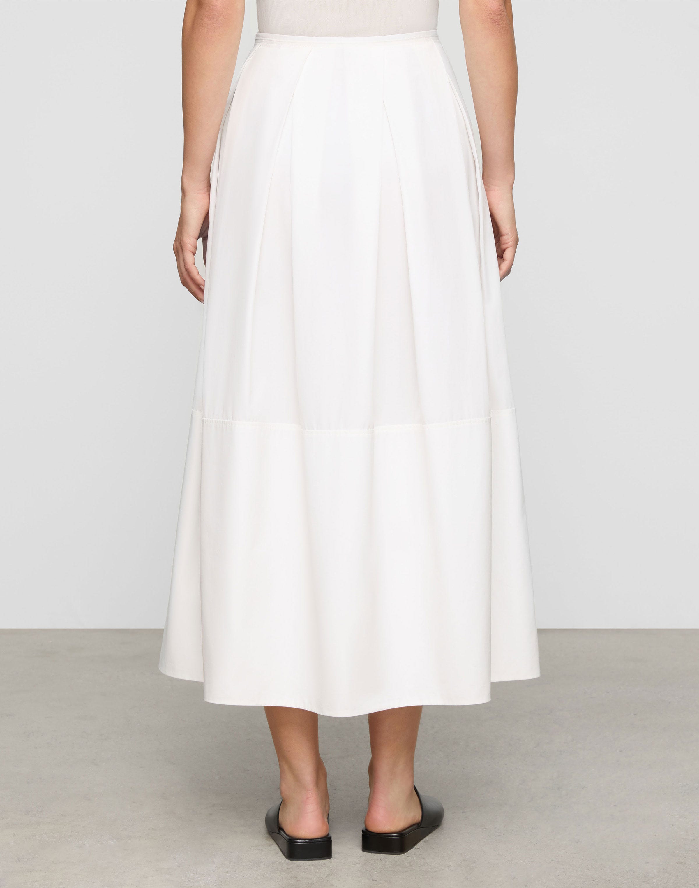 Organic Cotton Poplin A-Line Midi Skirt