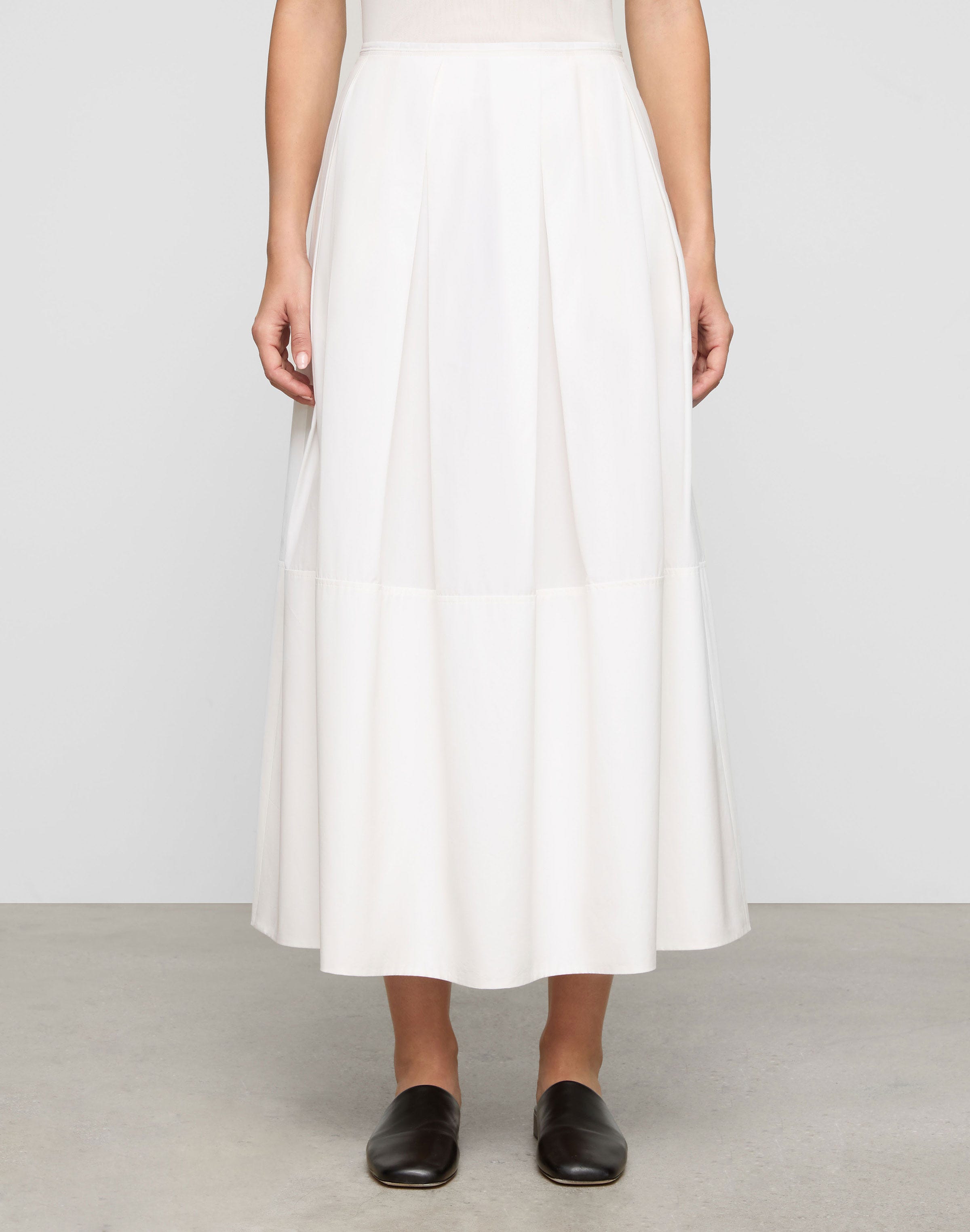 Organic Cotton Poplin A-Line Midi Skirt