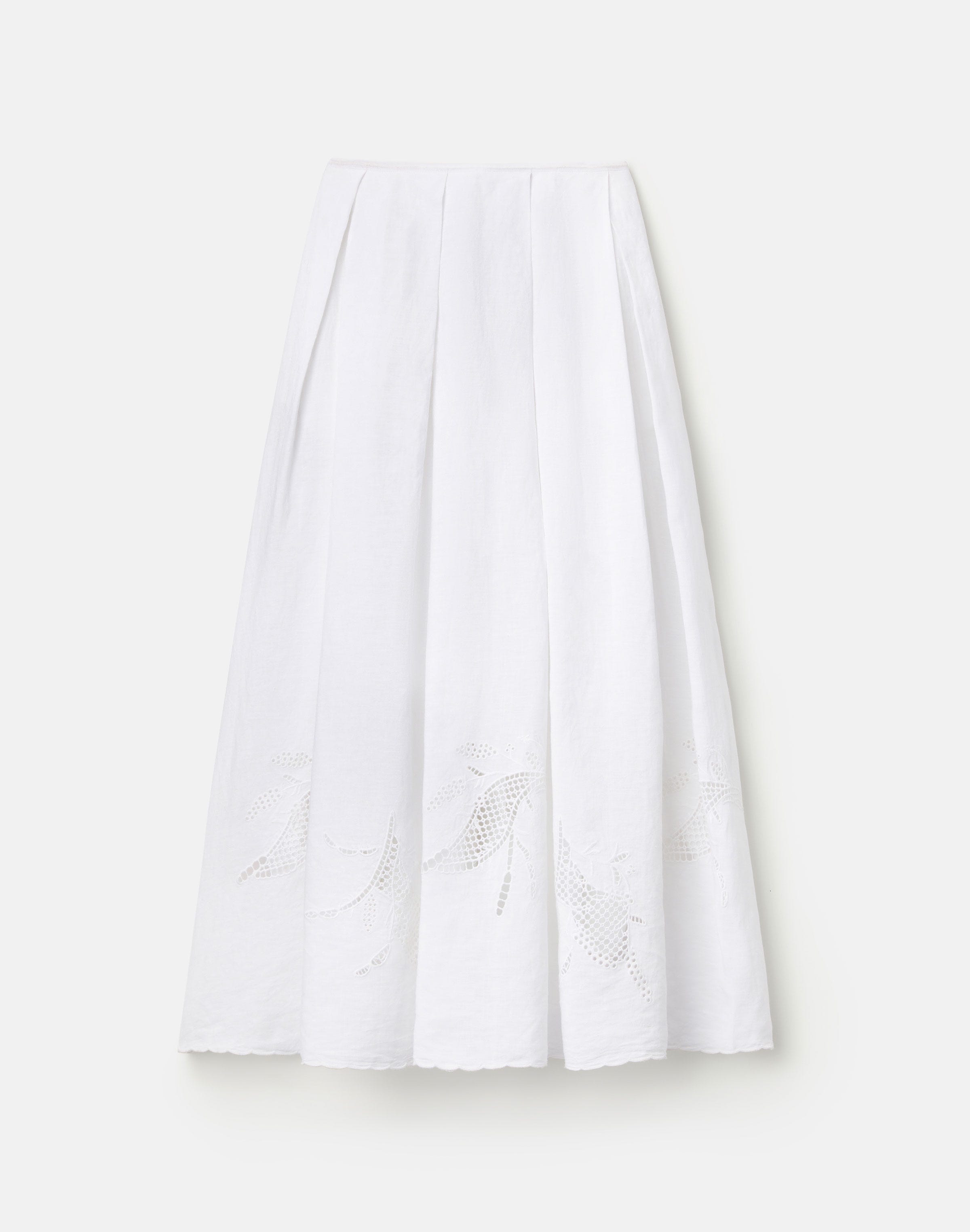 Organic Linen Embroidered Cutout Maxi Skirt