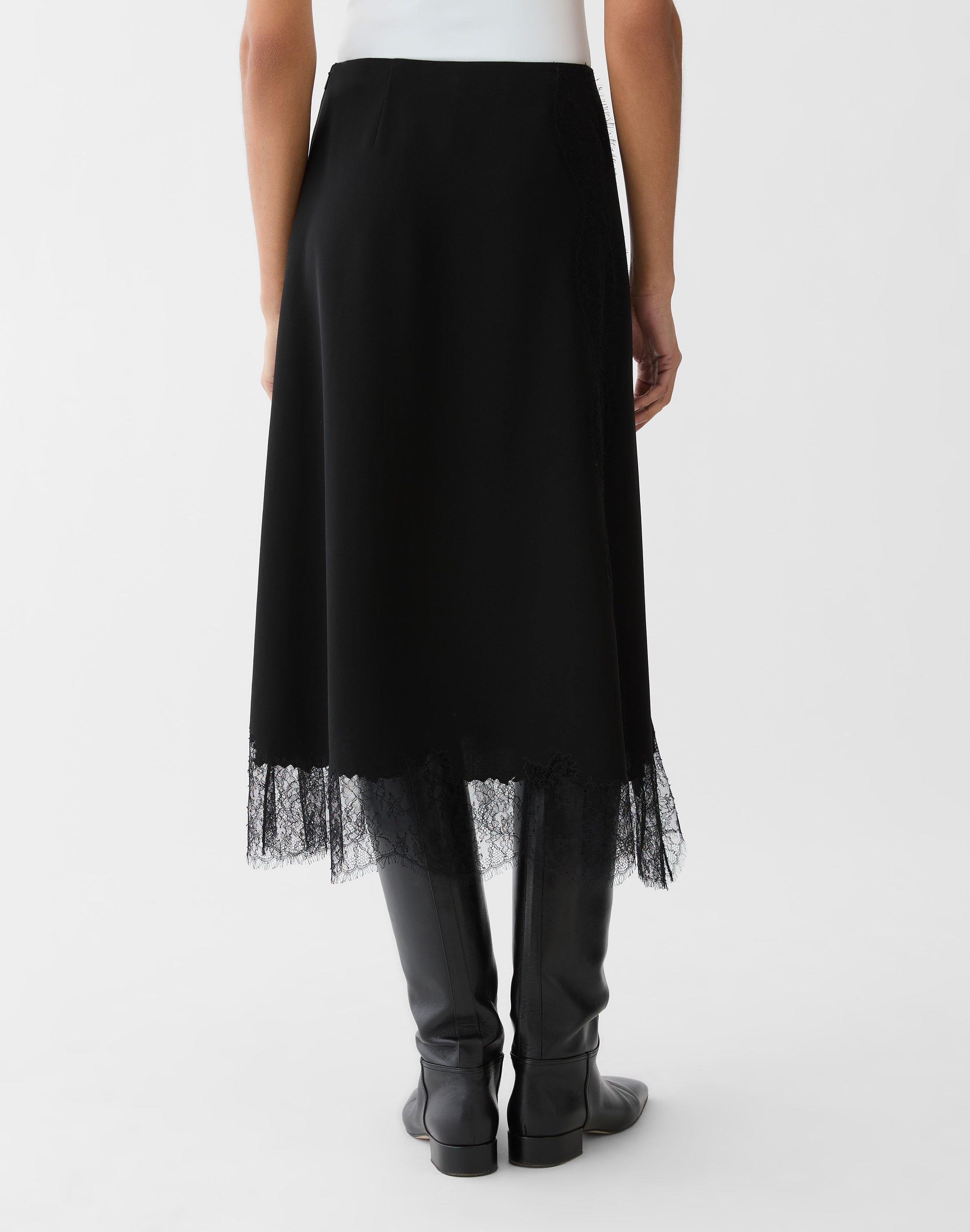 Responsible Finesse Crepe  & Chantilly Lace Skirt