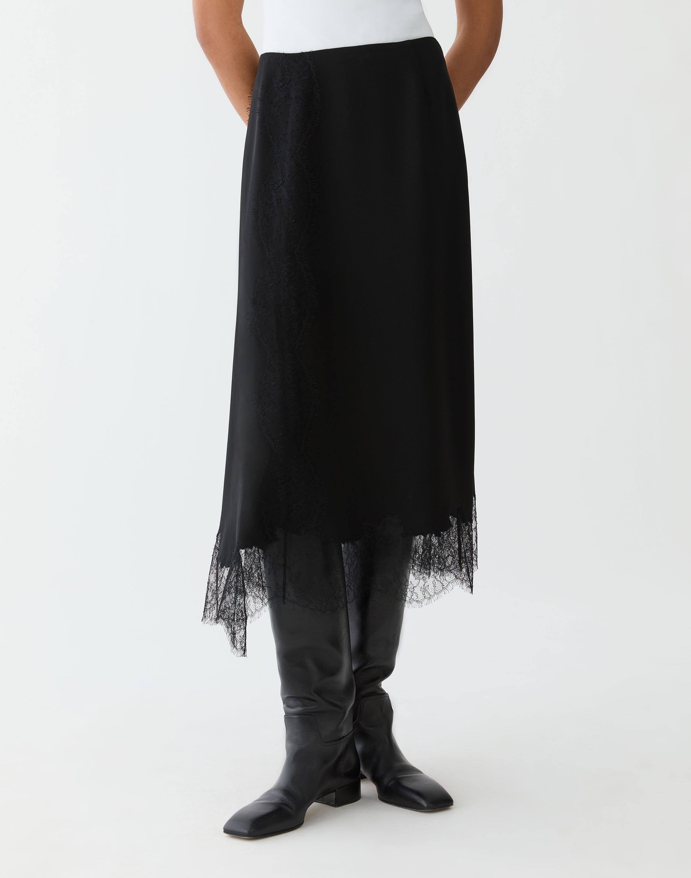 Responsible Finesse Crepe  & Chantilly Lace Skirt