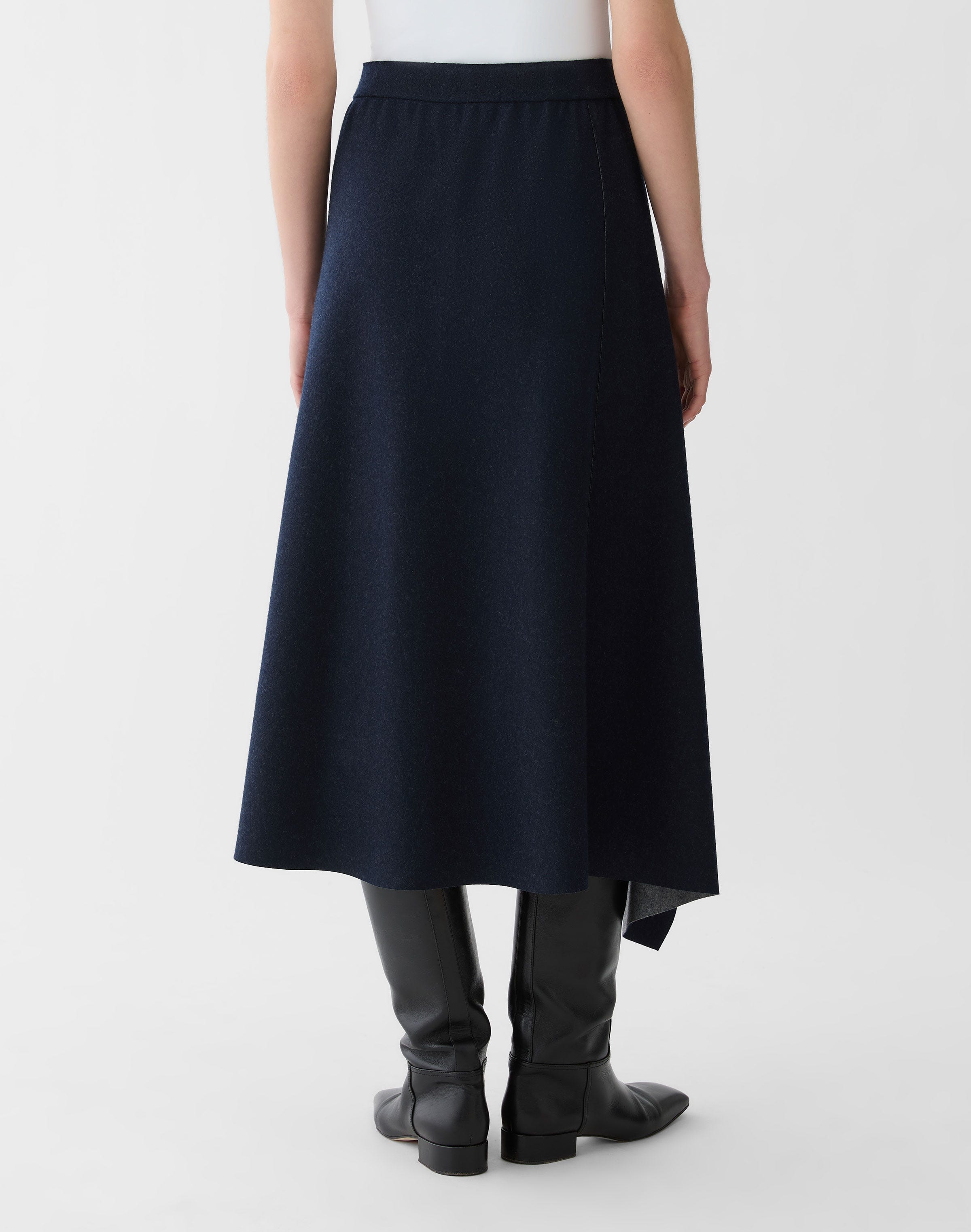 Wool-Cashmere Double Knit Reversible Skirt