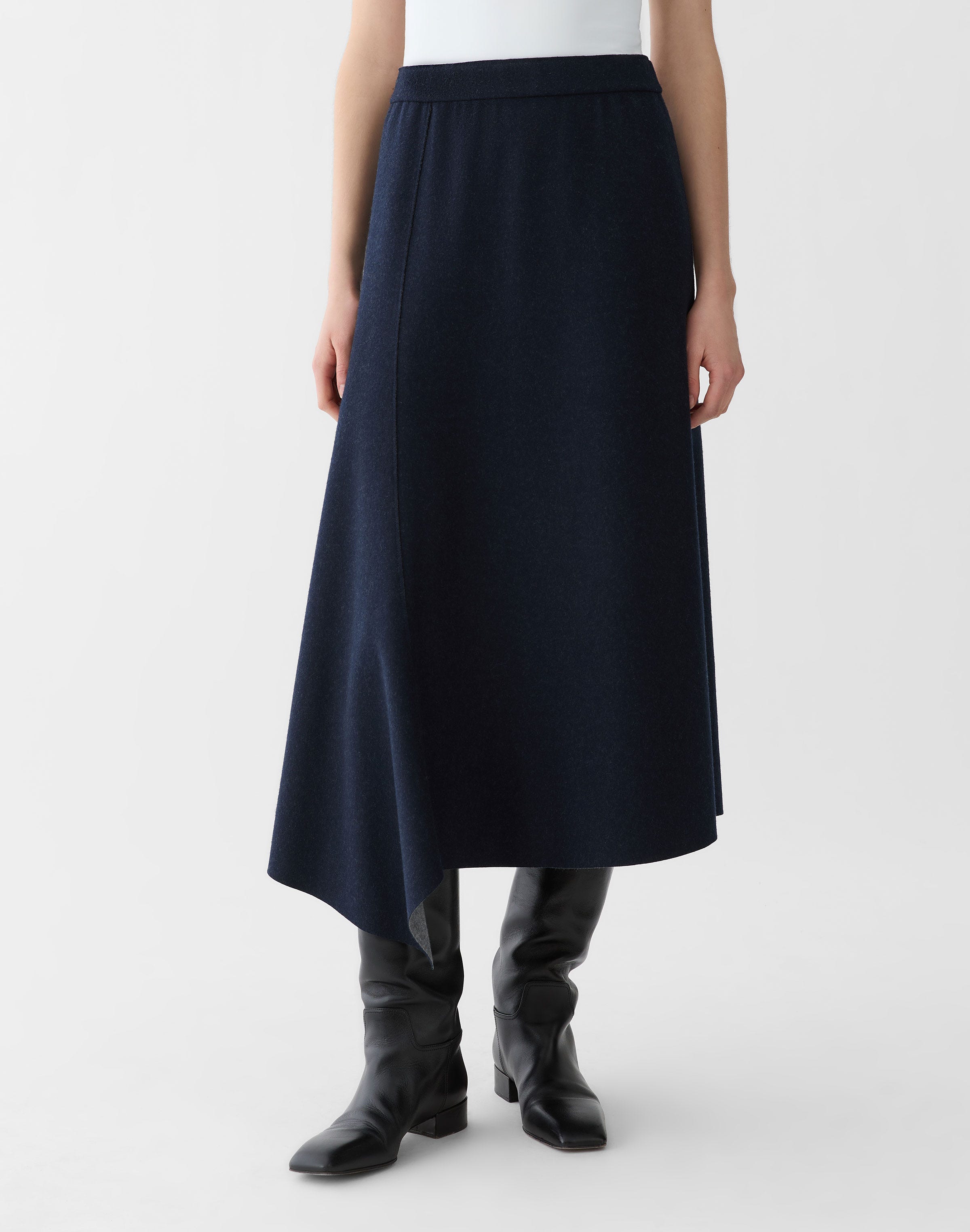 Wool-Cashmere Double Knit Reversible Skirt