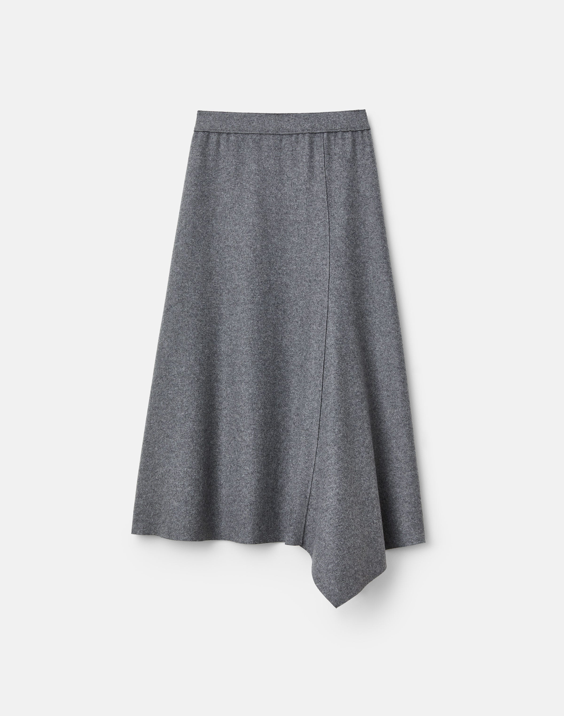Wool-Cashmere Double Knit Reversible Skirt