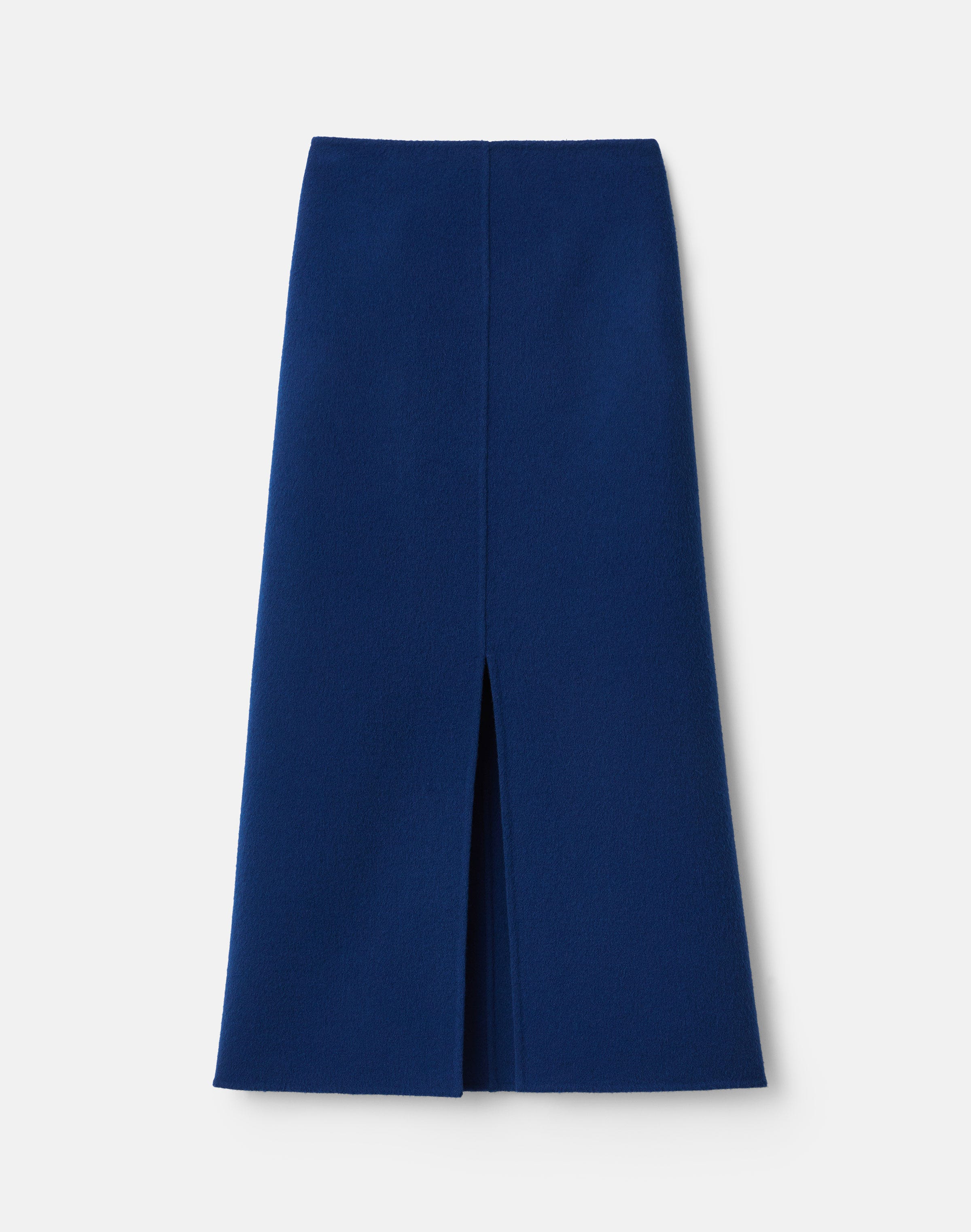 Wool-Cashmere Double Face Front Slit Midi Skirt