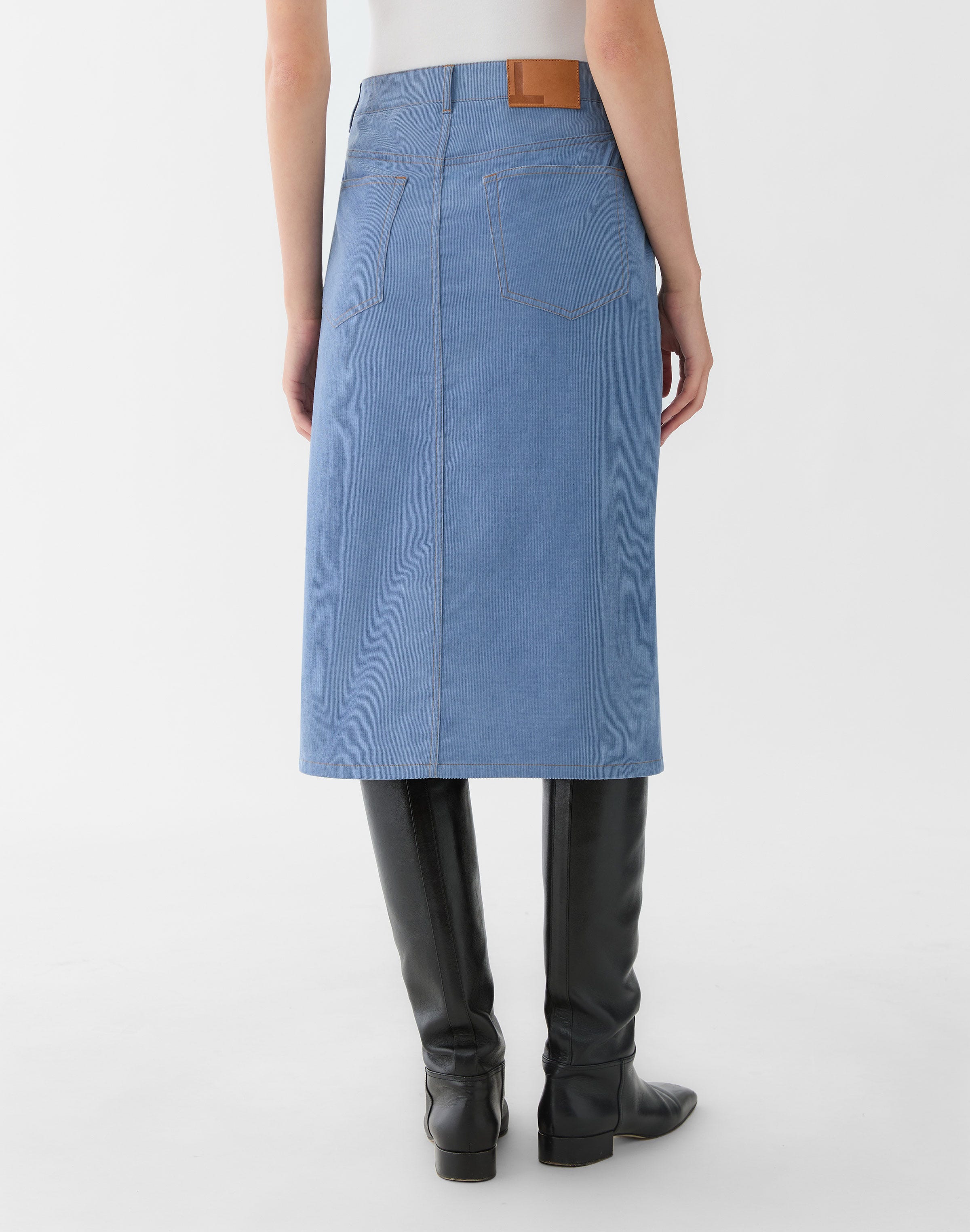 Fine Wale Corduroy Front Slit Trouser Skirt