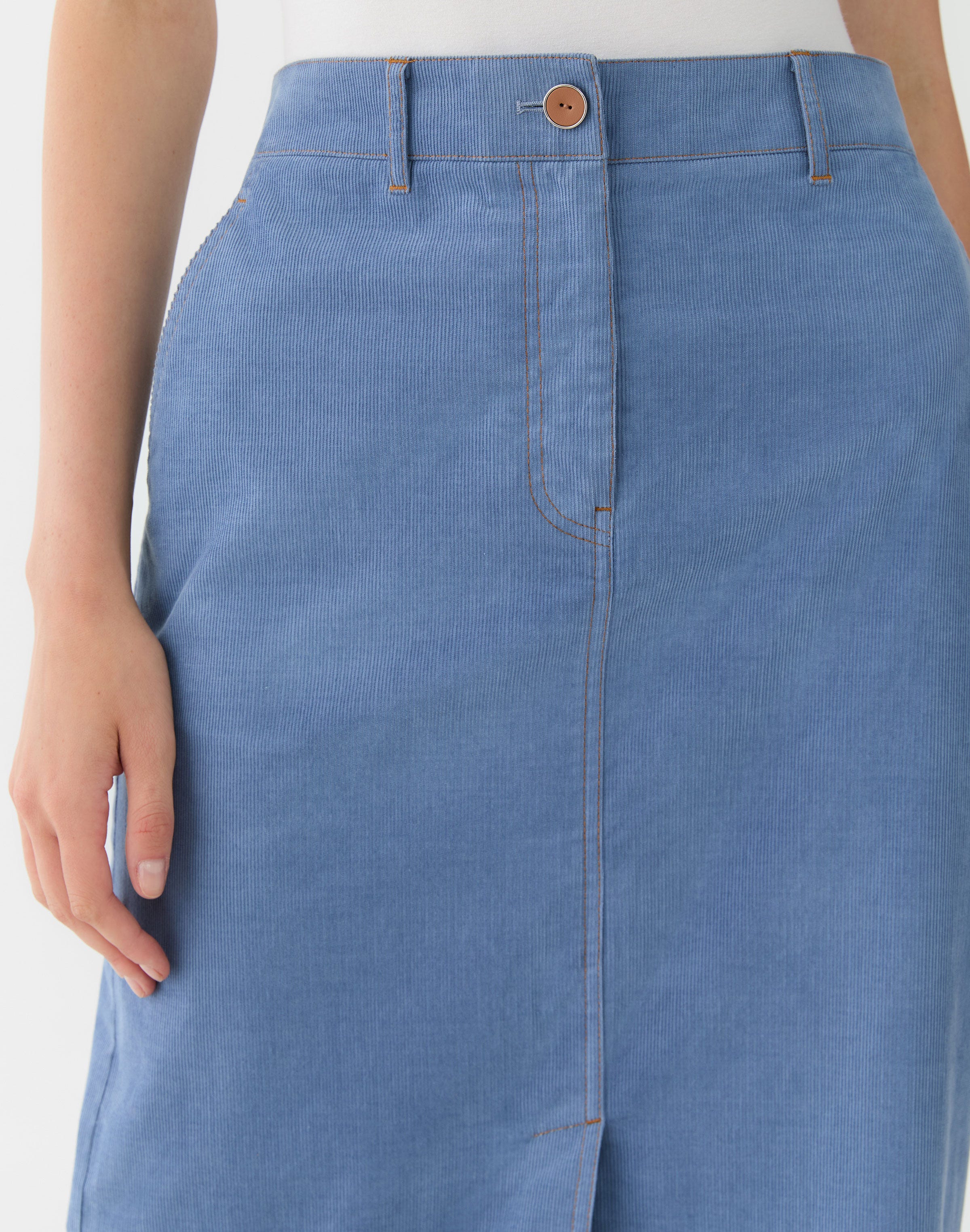 Fine Wale Corduroy Front Slit Trouser Skirt