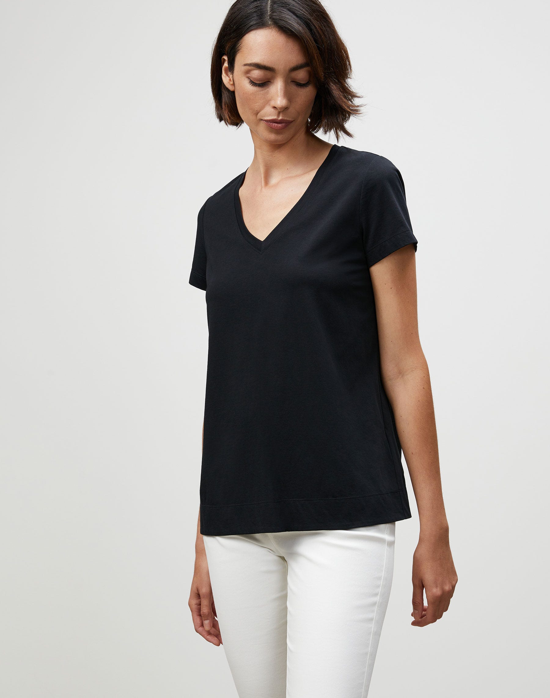 Plus-Size Cotton Jersey Modern V-Neck Tee