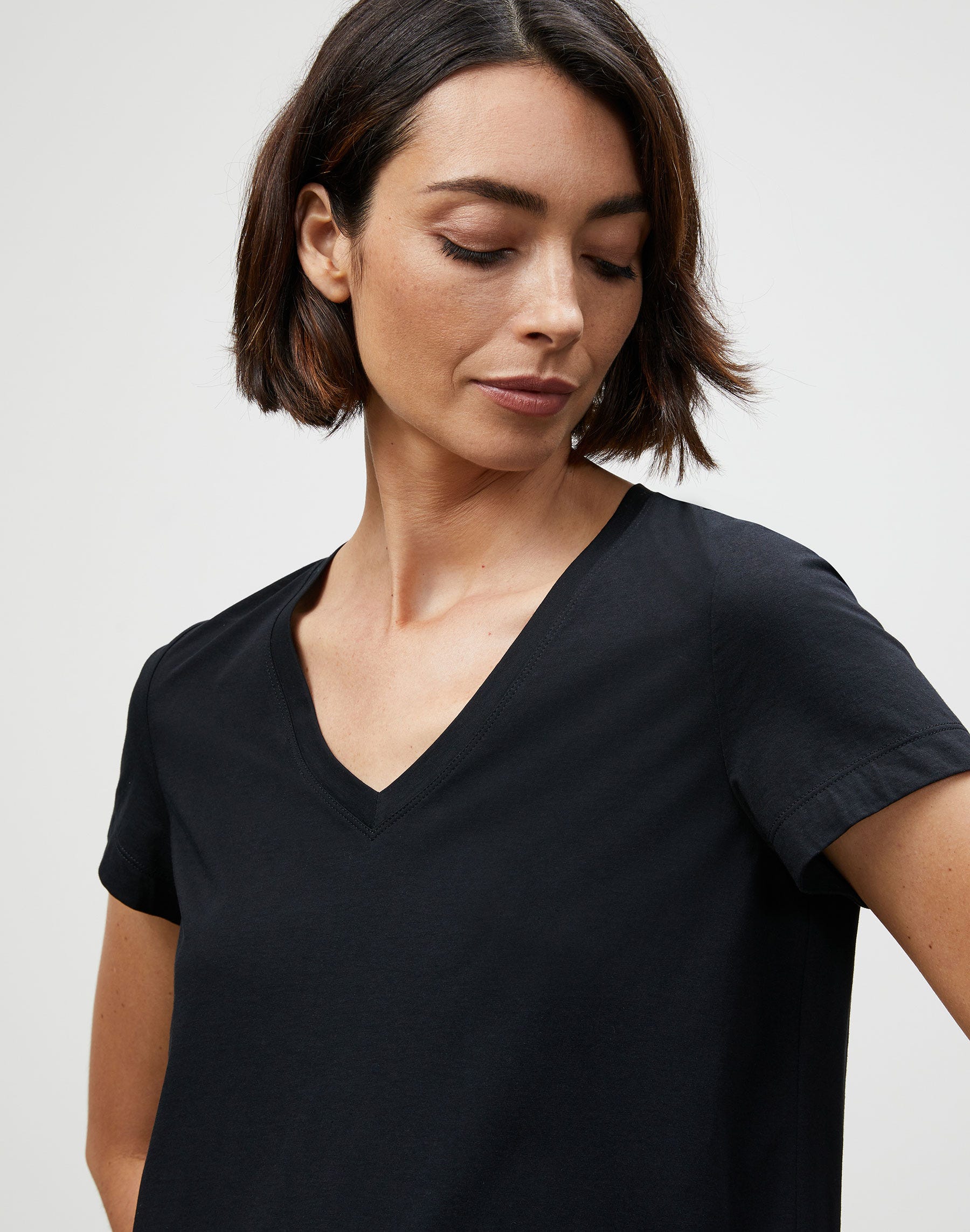 Plus-Size Cotton Jersey Modern V-Neck Tee