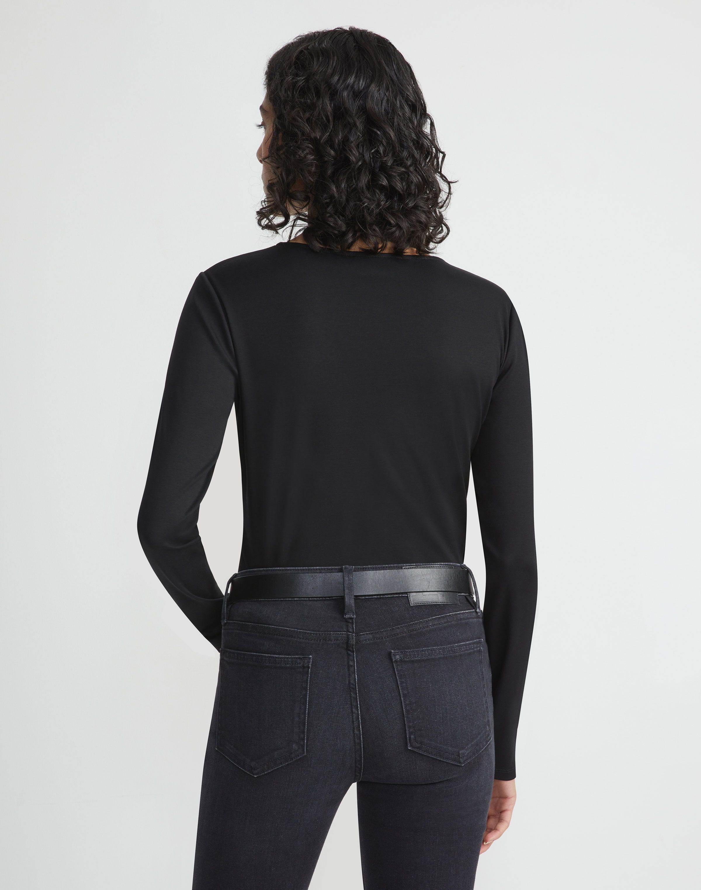 Plus-Size Cotton Rib Crewneck Long Sleeve T-Shirt