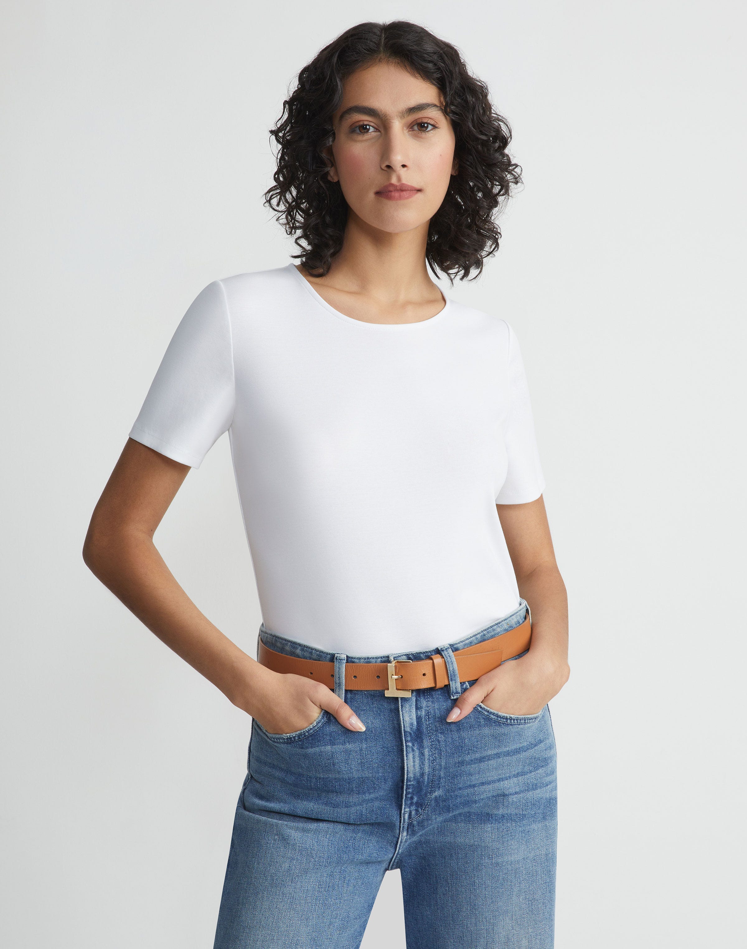 Petite Cotton Rib Crewneck T-Shirt