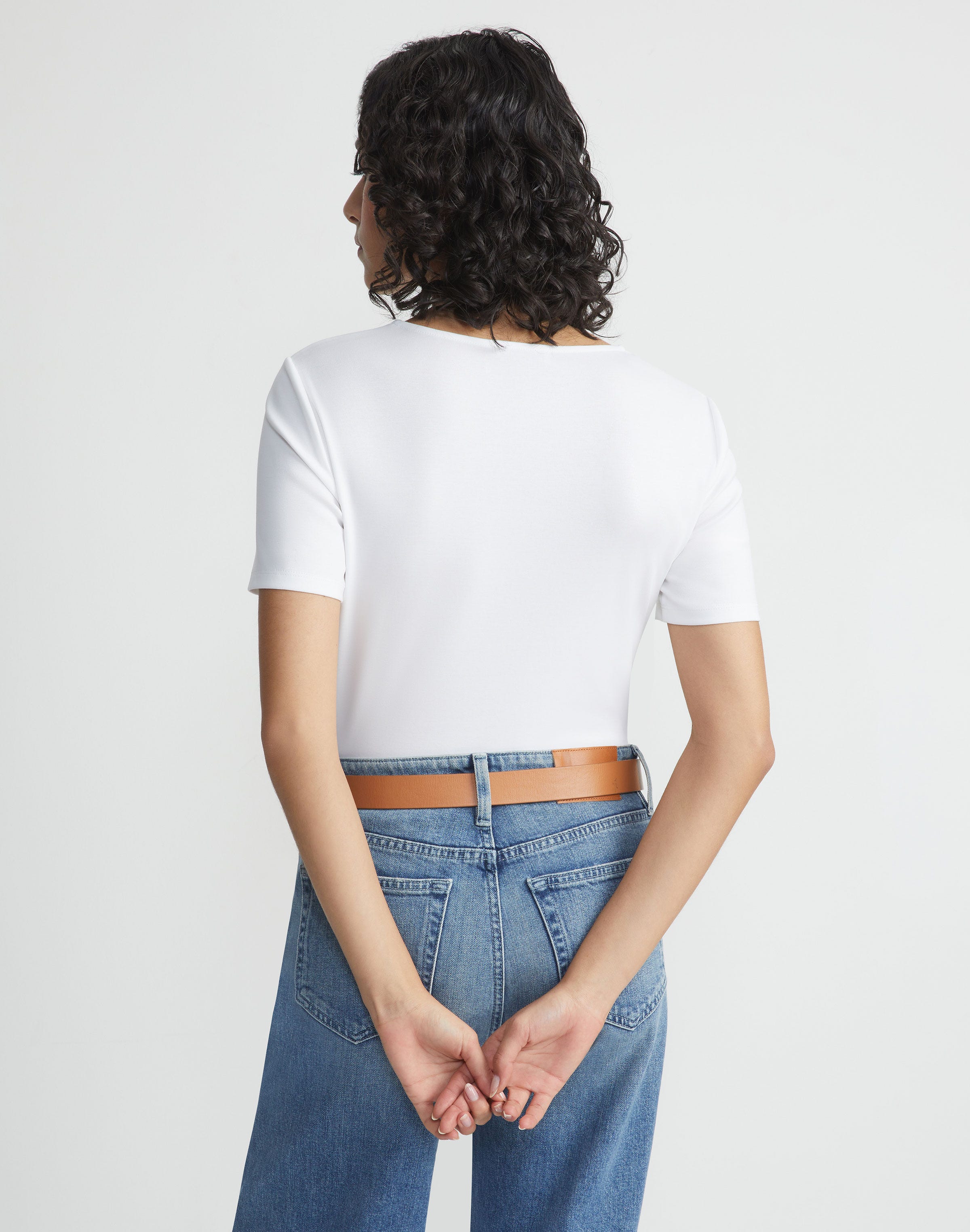 Petite Cotton Rib Crewneck T-Shirt