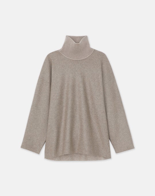Responsible Wool-Cashmere Double Face Jersey Reversible Turtleneck