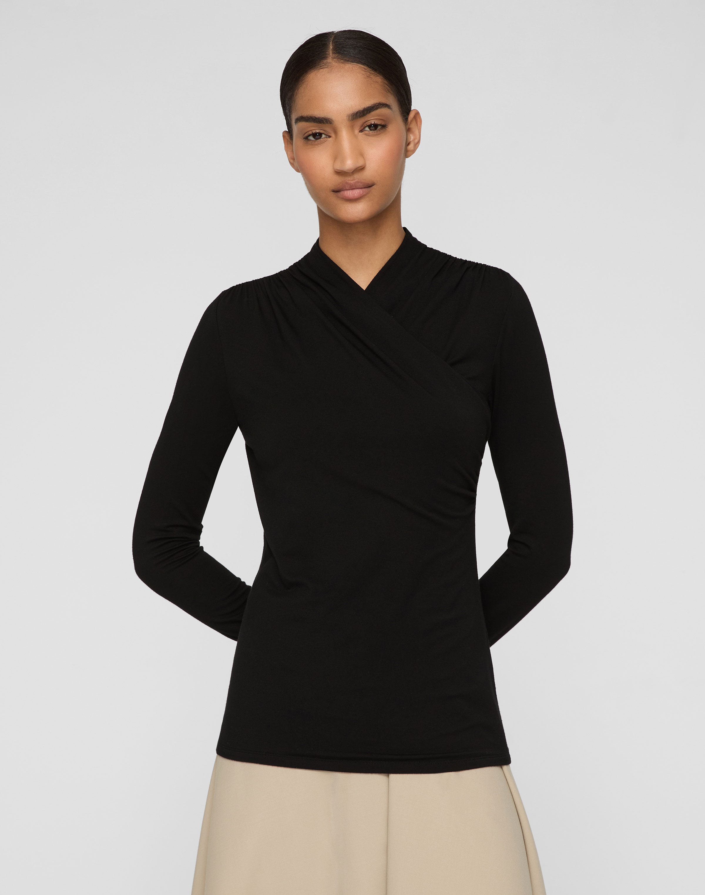 Nouveau Jersey Wrap Front Top