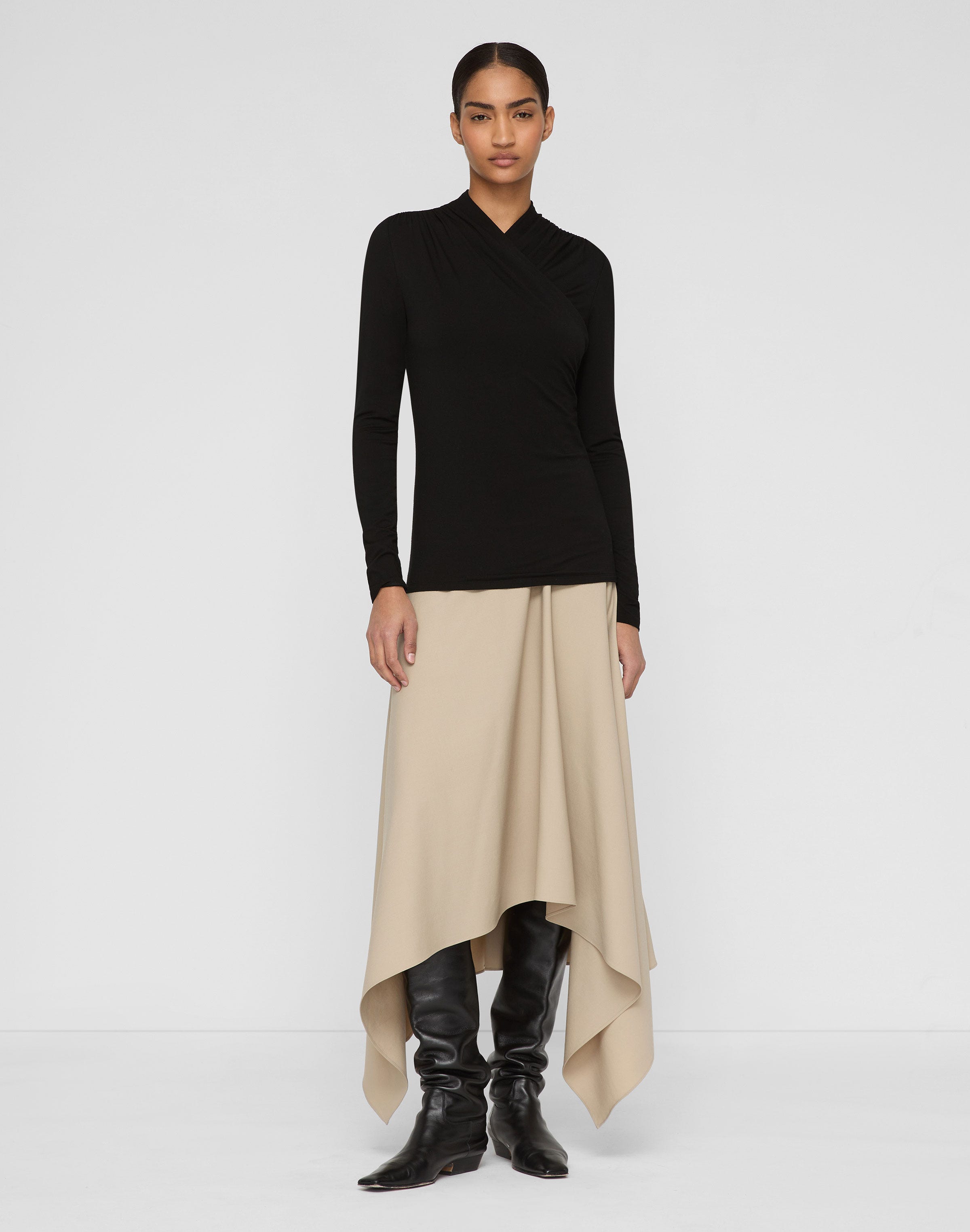 Nouveau Jersey Wrap Front Top