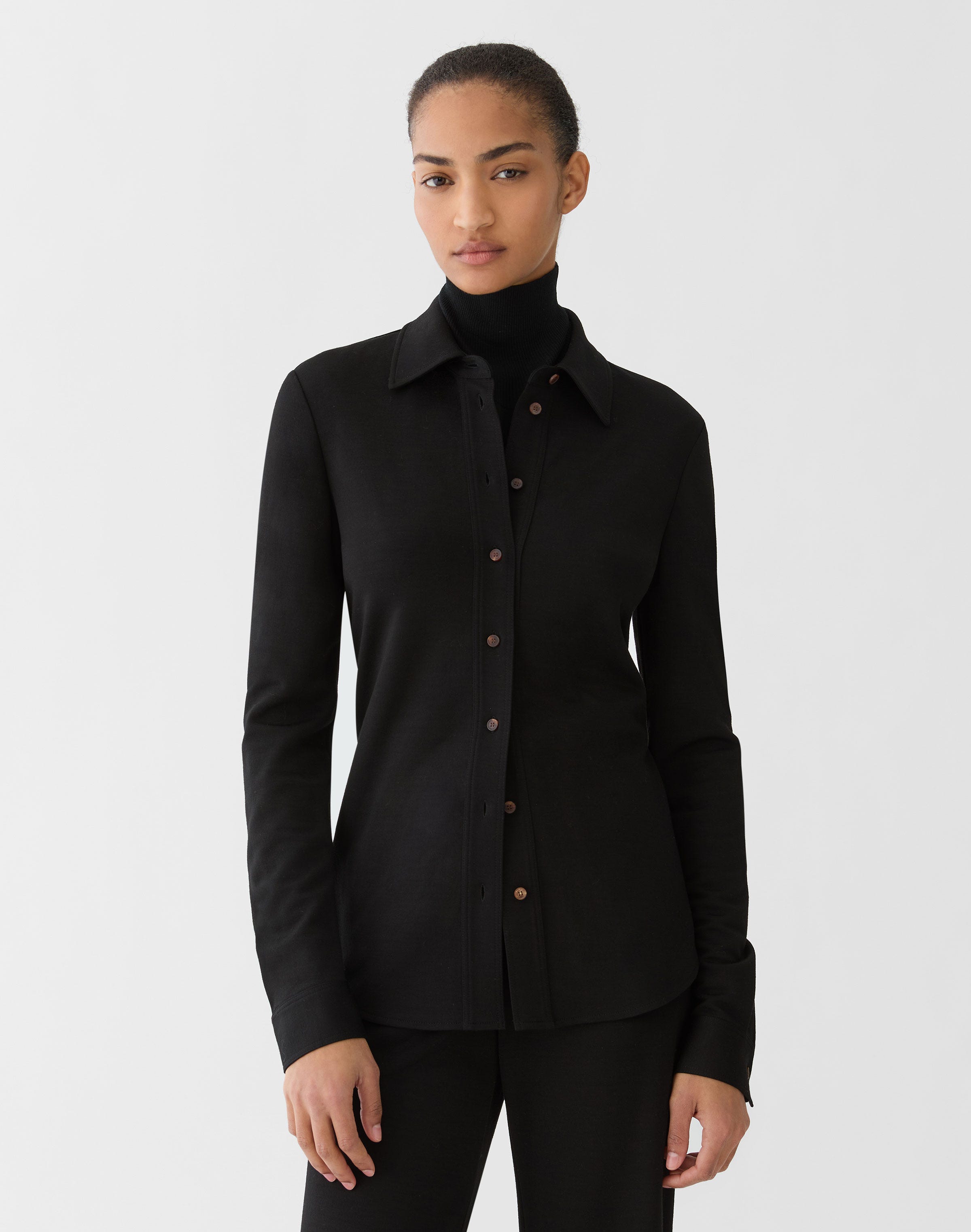 Double Knit Button Front Shirt