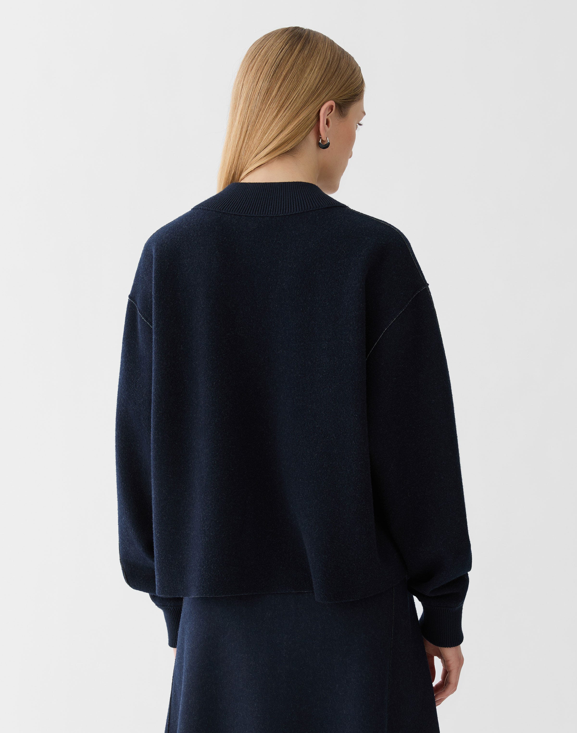 Wool-Cashmere Double Knit Reversible Top