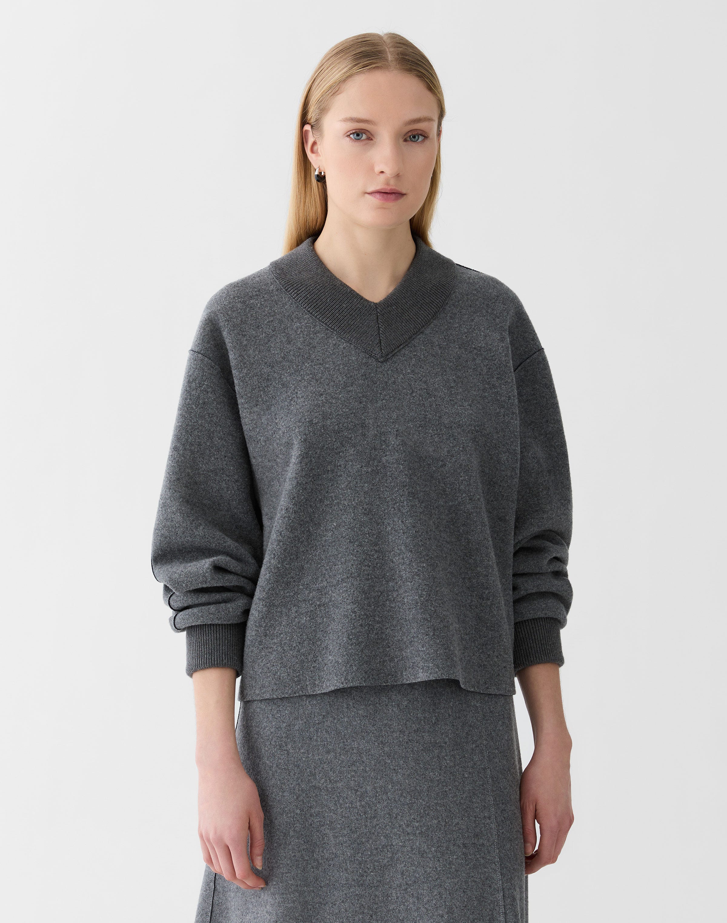 Wool-Cashmere Double Knit Reversible Top