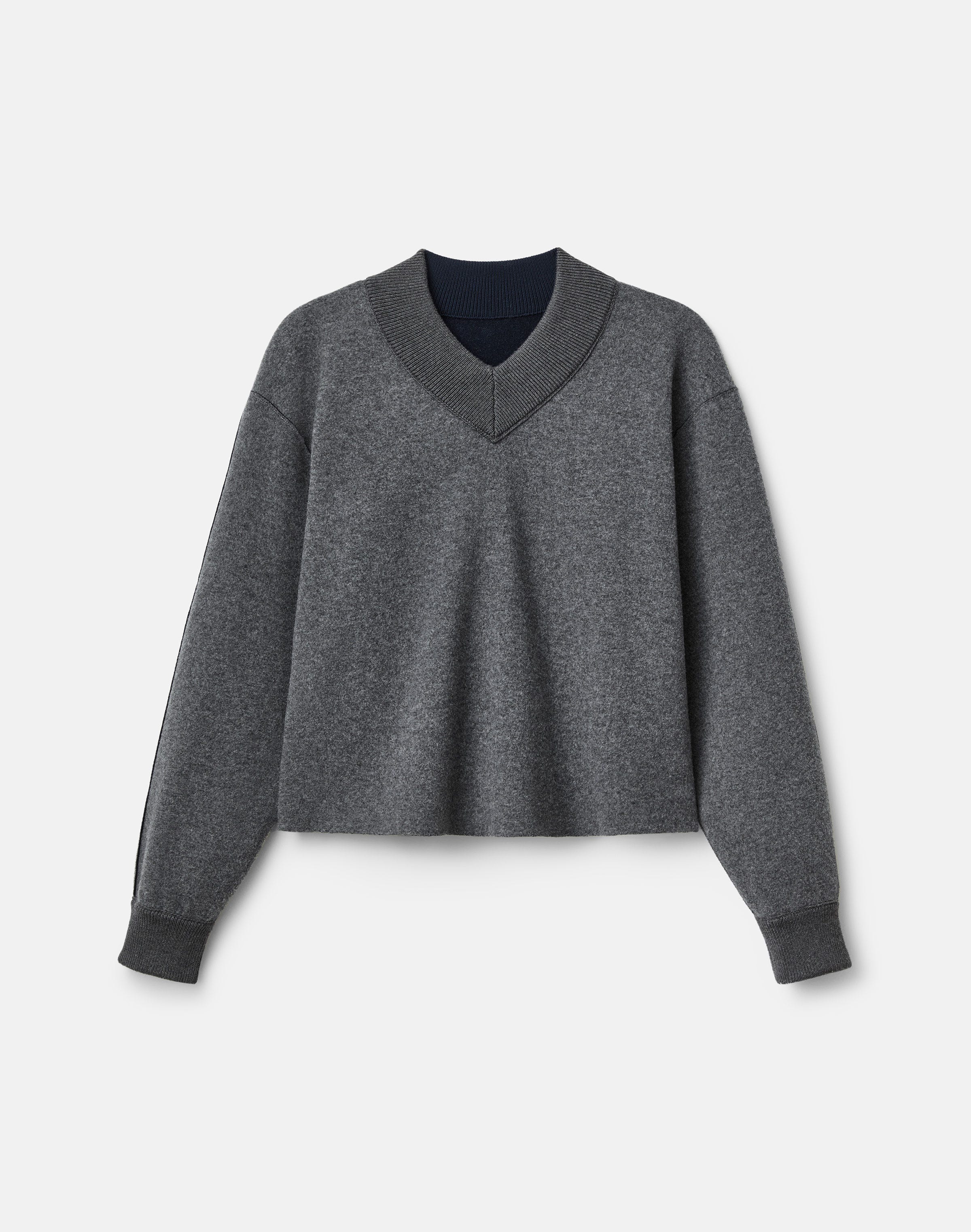 Wool-Cashmere Double Knit Reversible Top