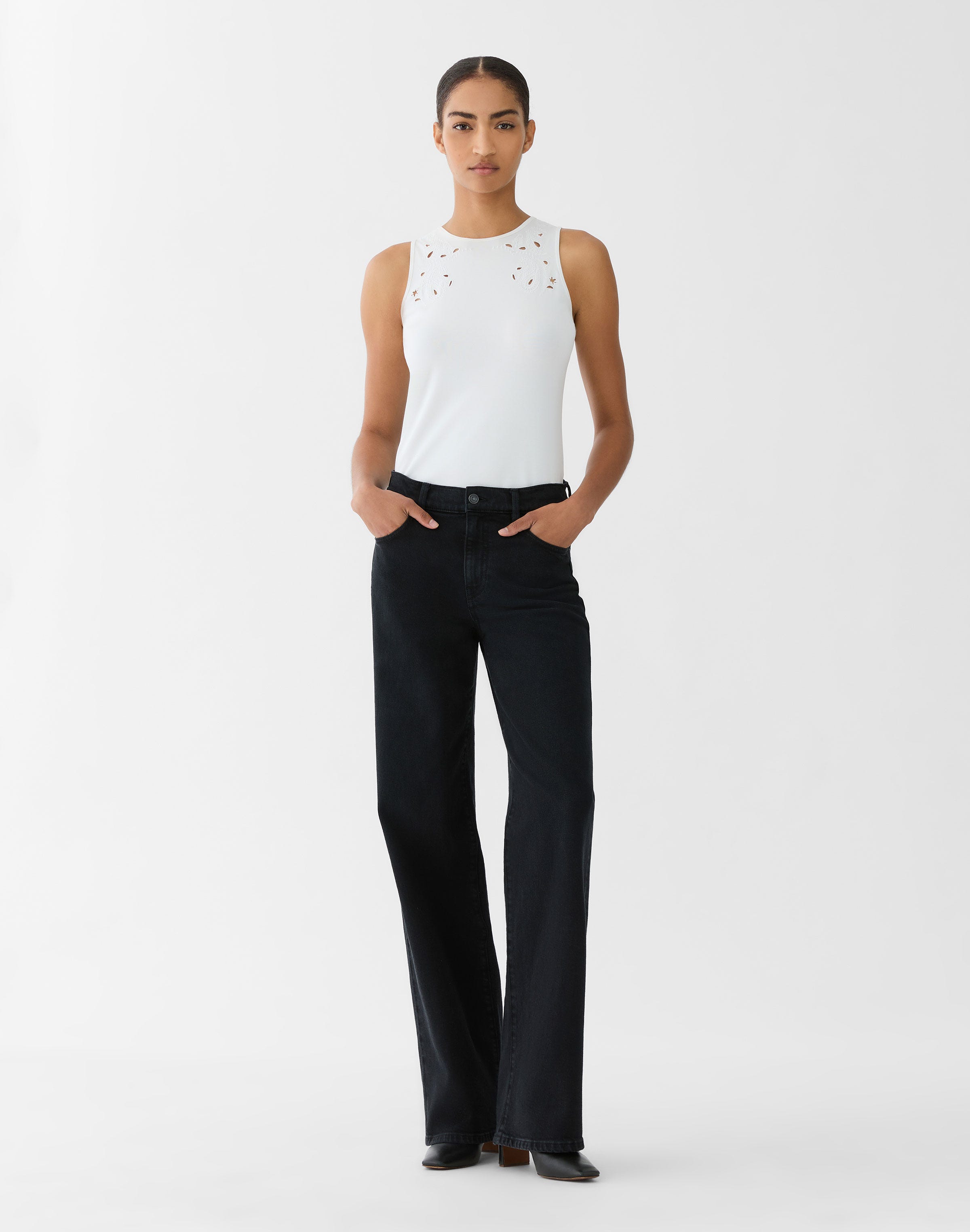 Cotton Rib Embroidered Racerback Tank