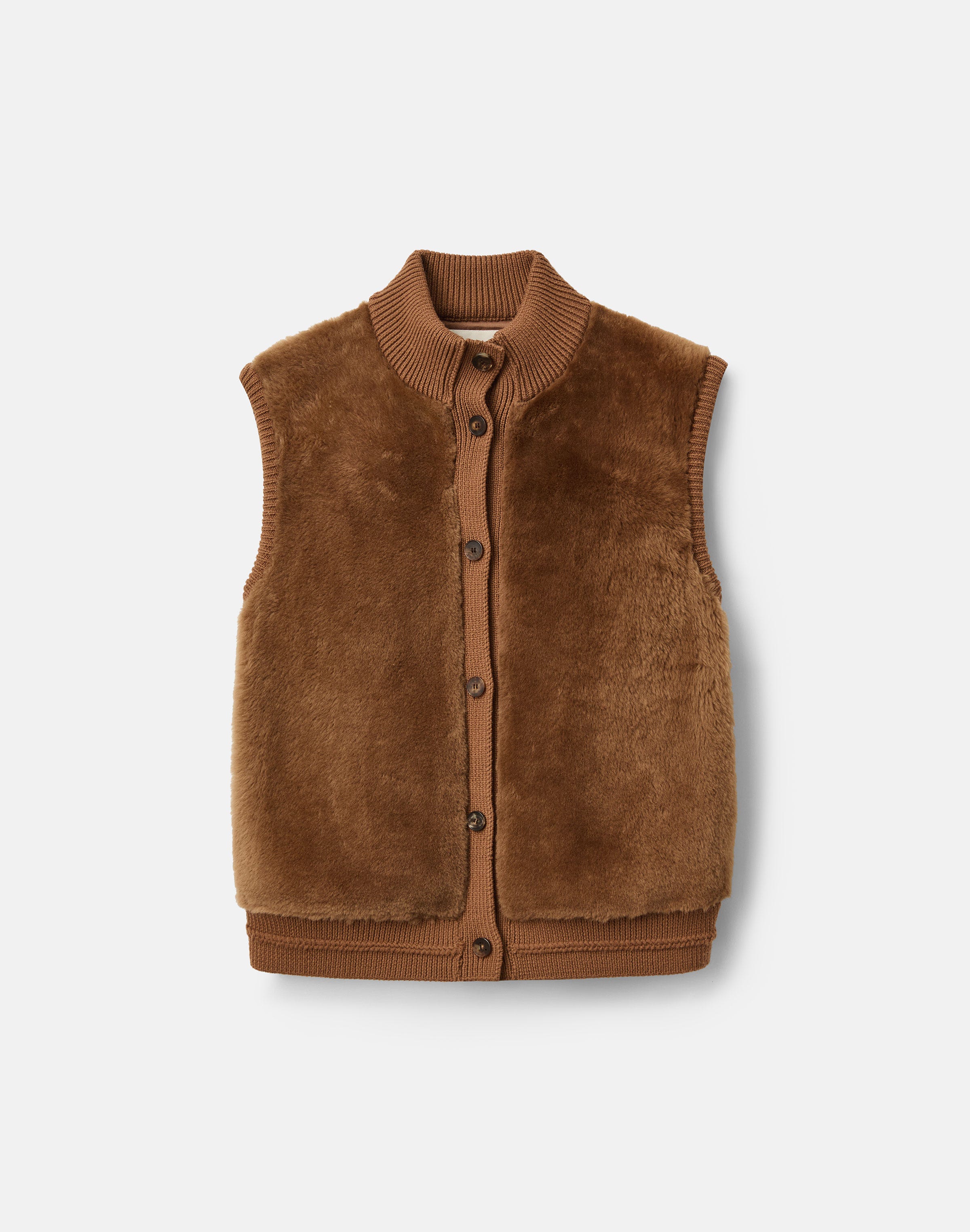 Shearling & Quilted Camel Hair Vest