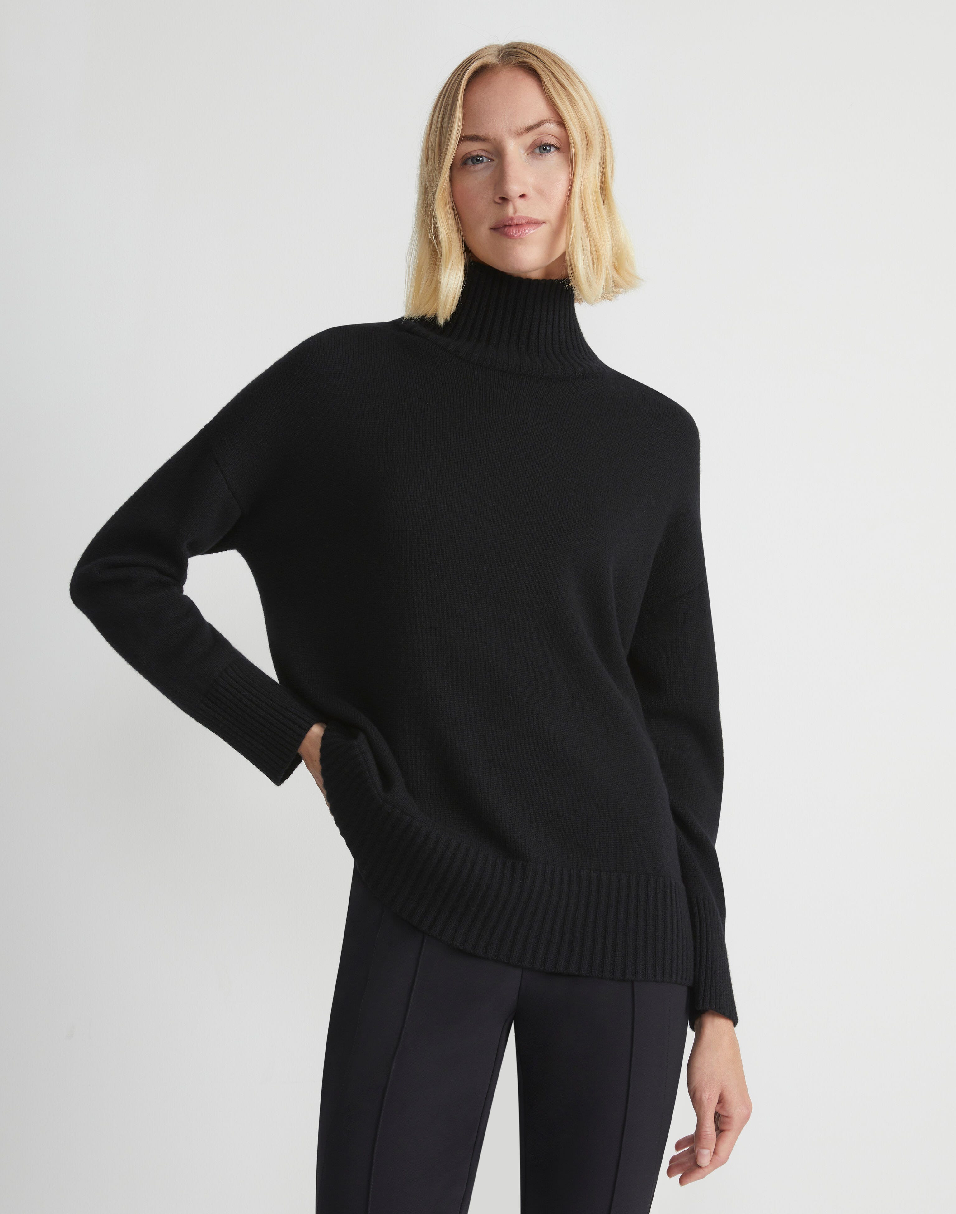 Plus-Size Cashmere Stand Collar Sweater