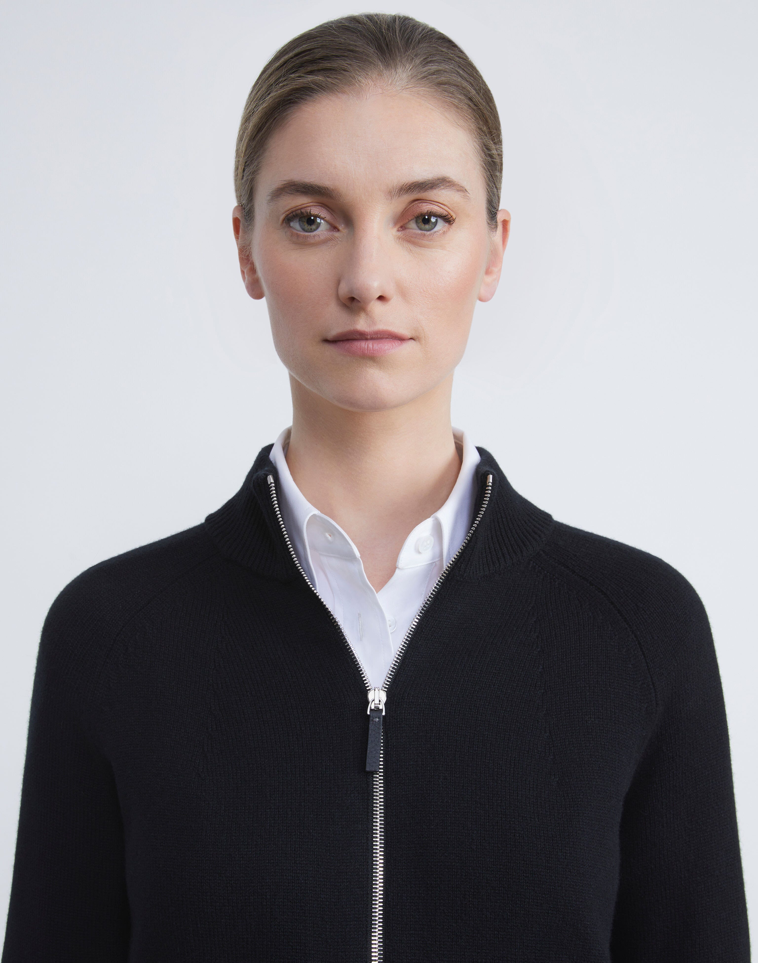 Petite Cashmere Zip Front Cardigan