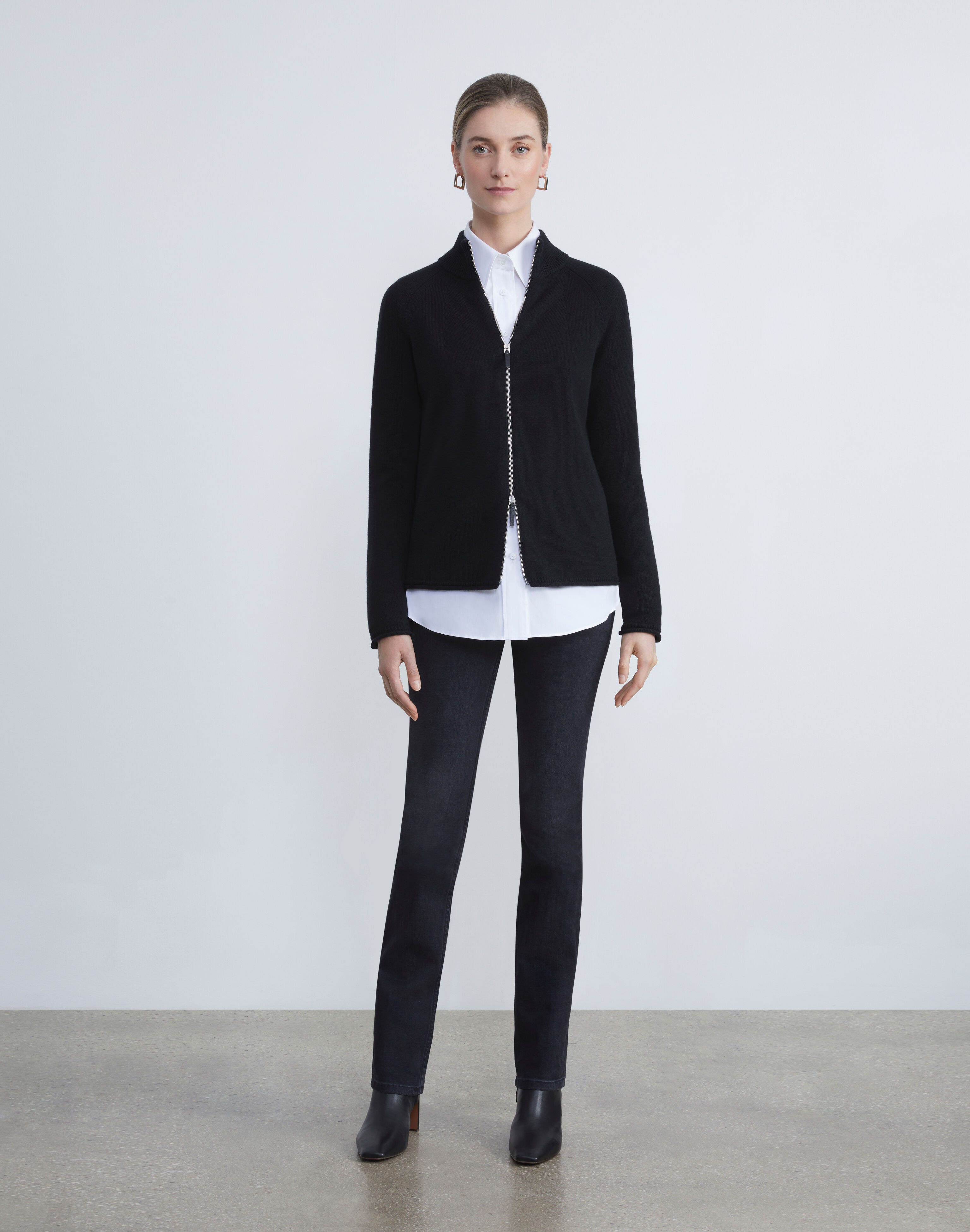 Plus-Size Cashmere Zip Front Cardigan