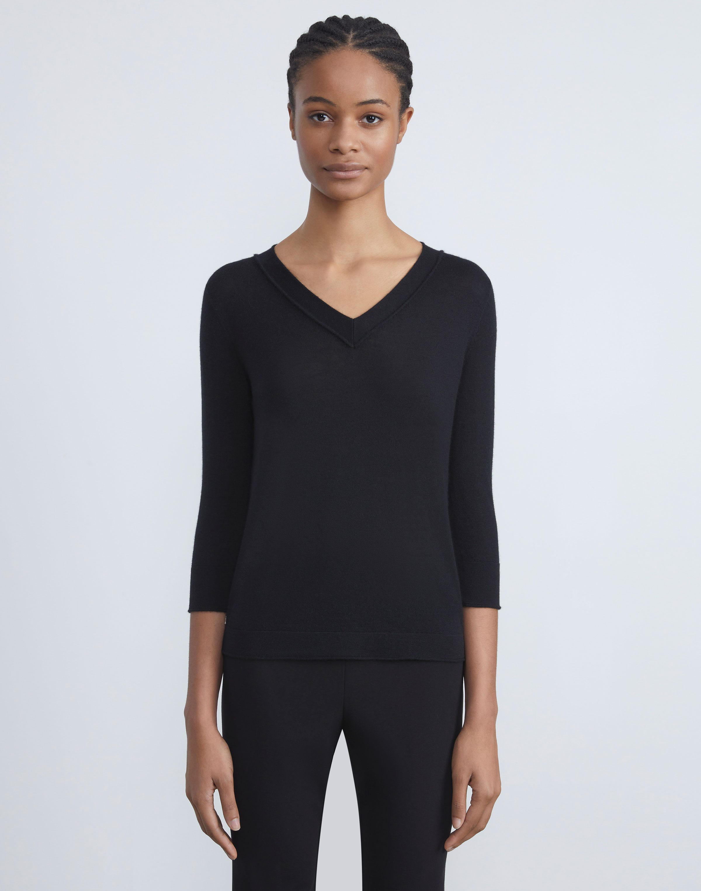 Petite Fine Gauge Cashmere V-Neck Sweater