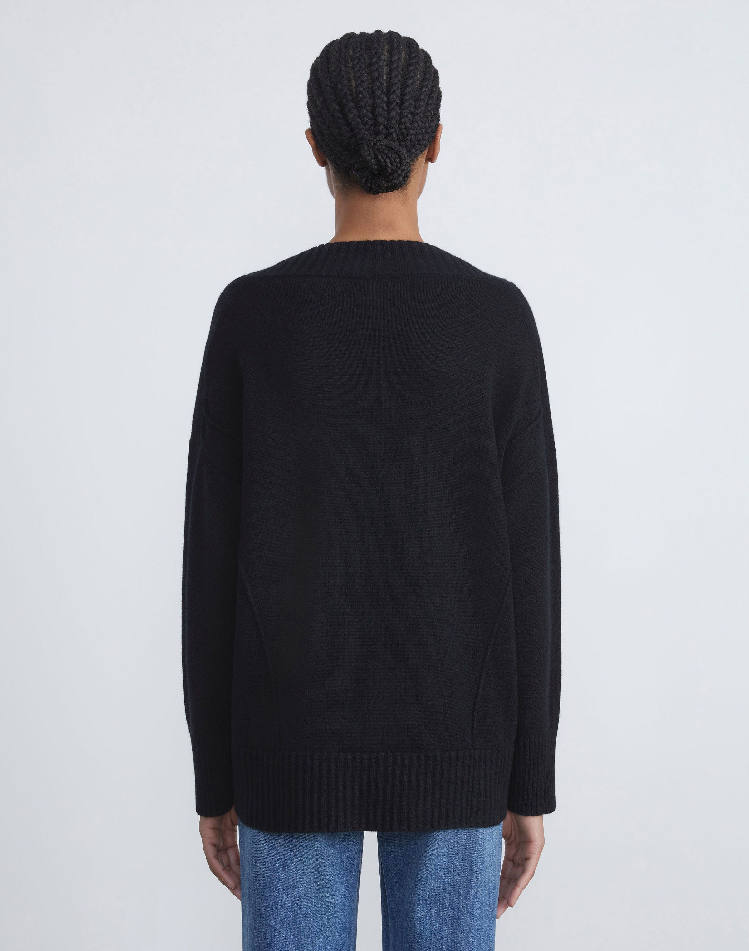 Petite Cashmere Ribbed V-Neck Sweater
