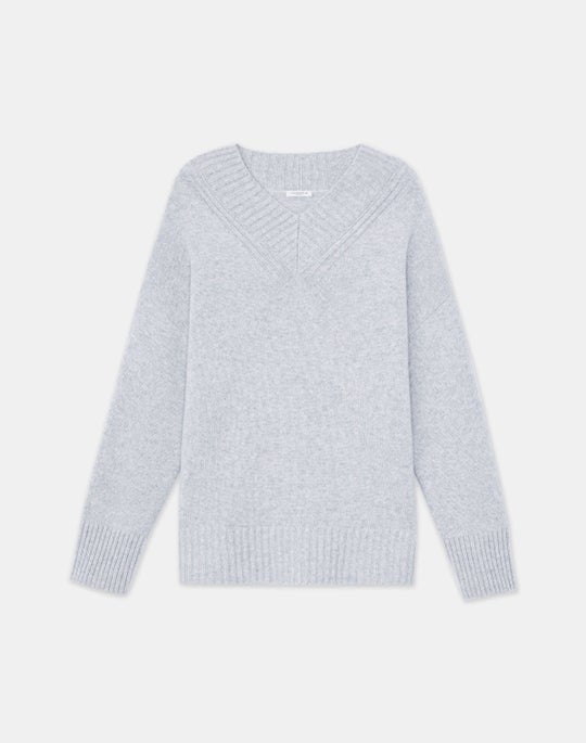 Cashmere Ribbed V-Neck Sweater