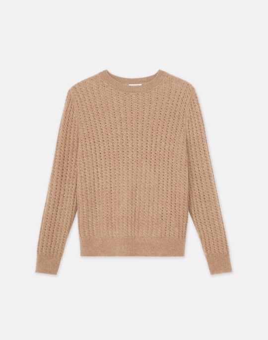 Petite Cashmere & Finespun Voile Cable Crewneck Sweater