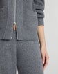 Responsible Wool-Cashmere Ribbed Stand Collar Zip Front Cardigan