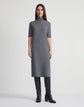 Petite Responsible Wool-Cashmere Ribbed Stand Collar Dress