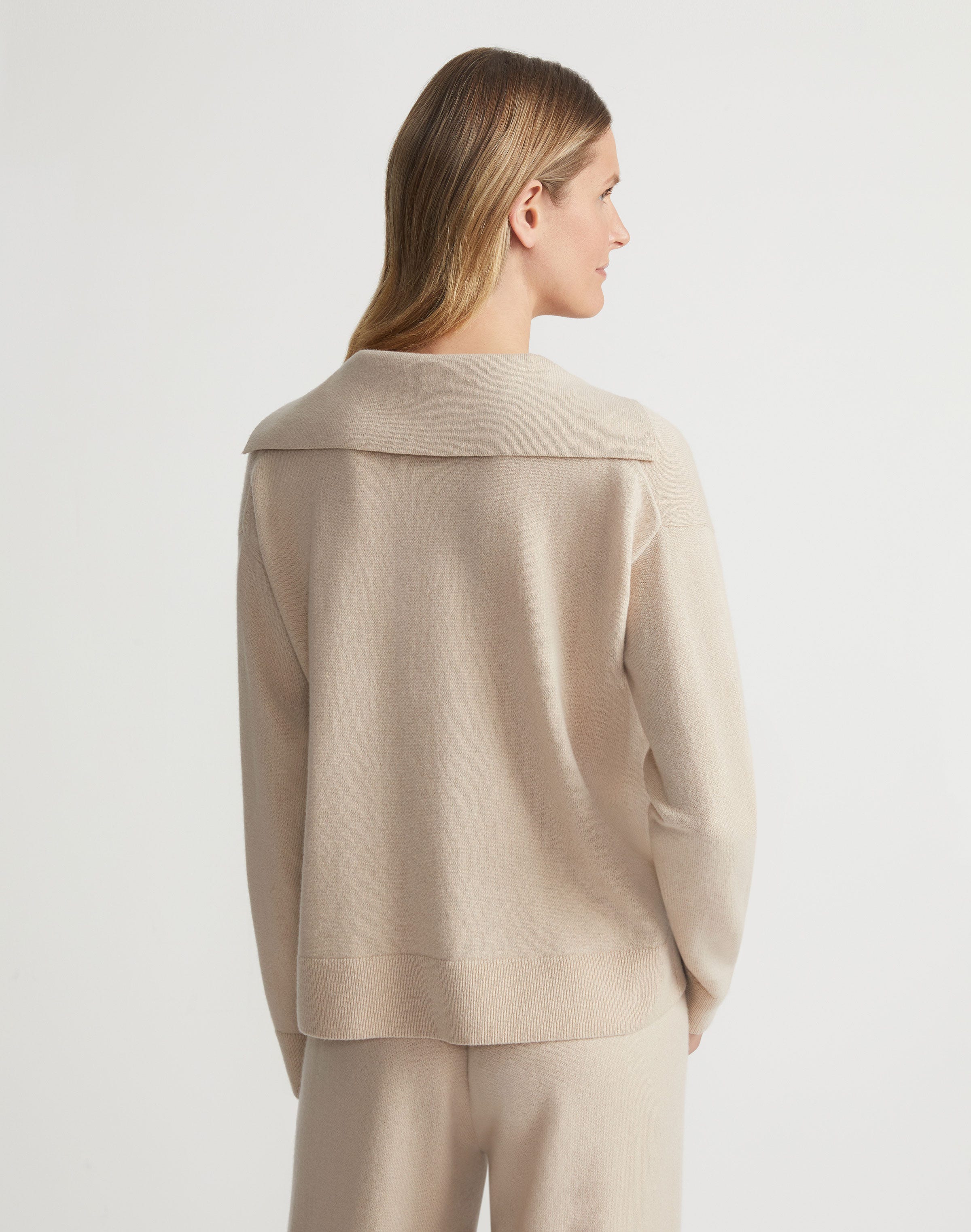 Plus-Size Responsible Wool-Cashmere Split Collar Sweater