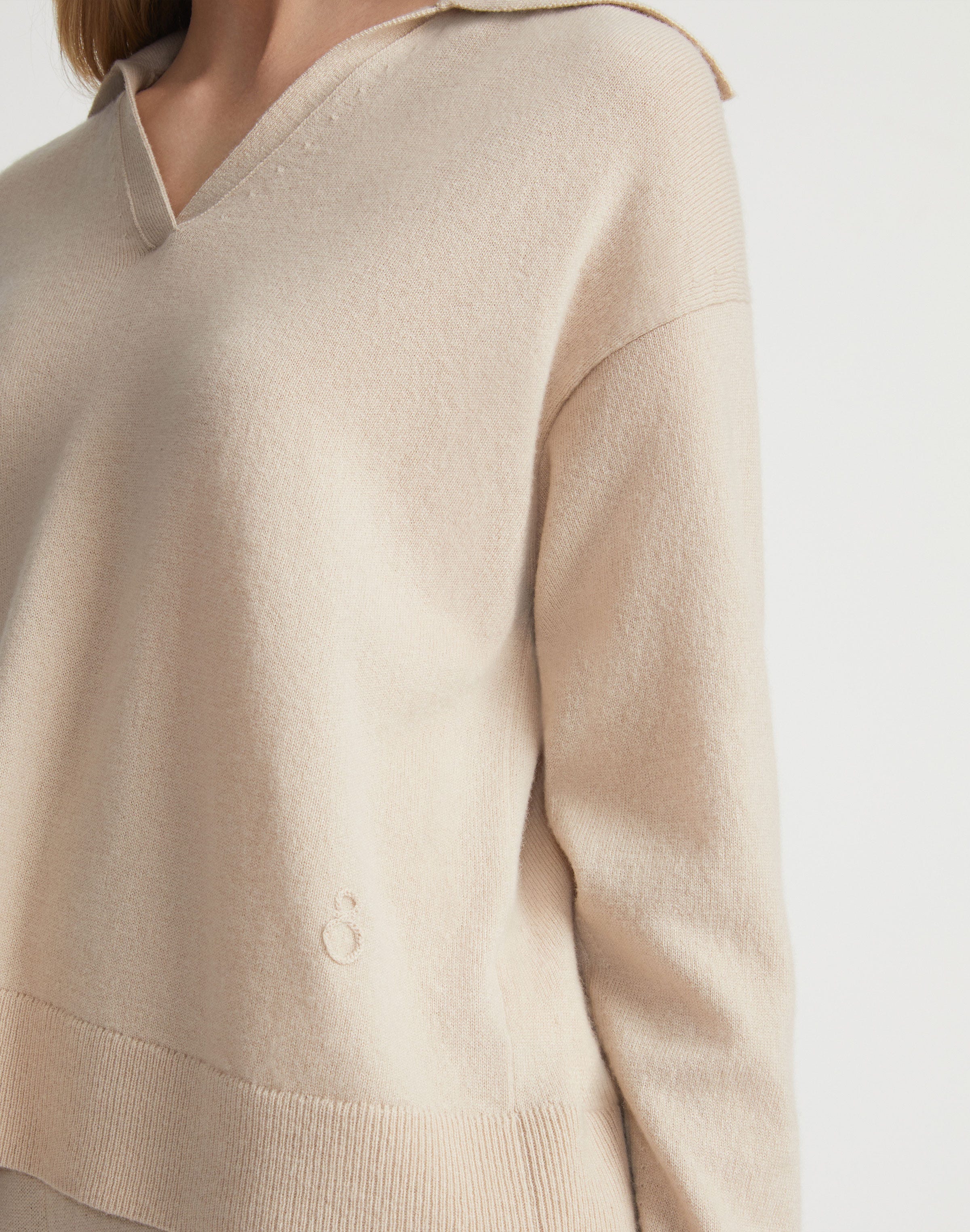 Plus-Size Responsible Wool-Cashmere Split Collar Sweater