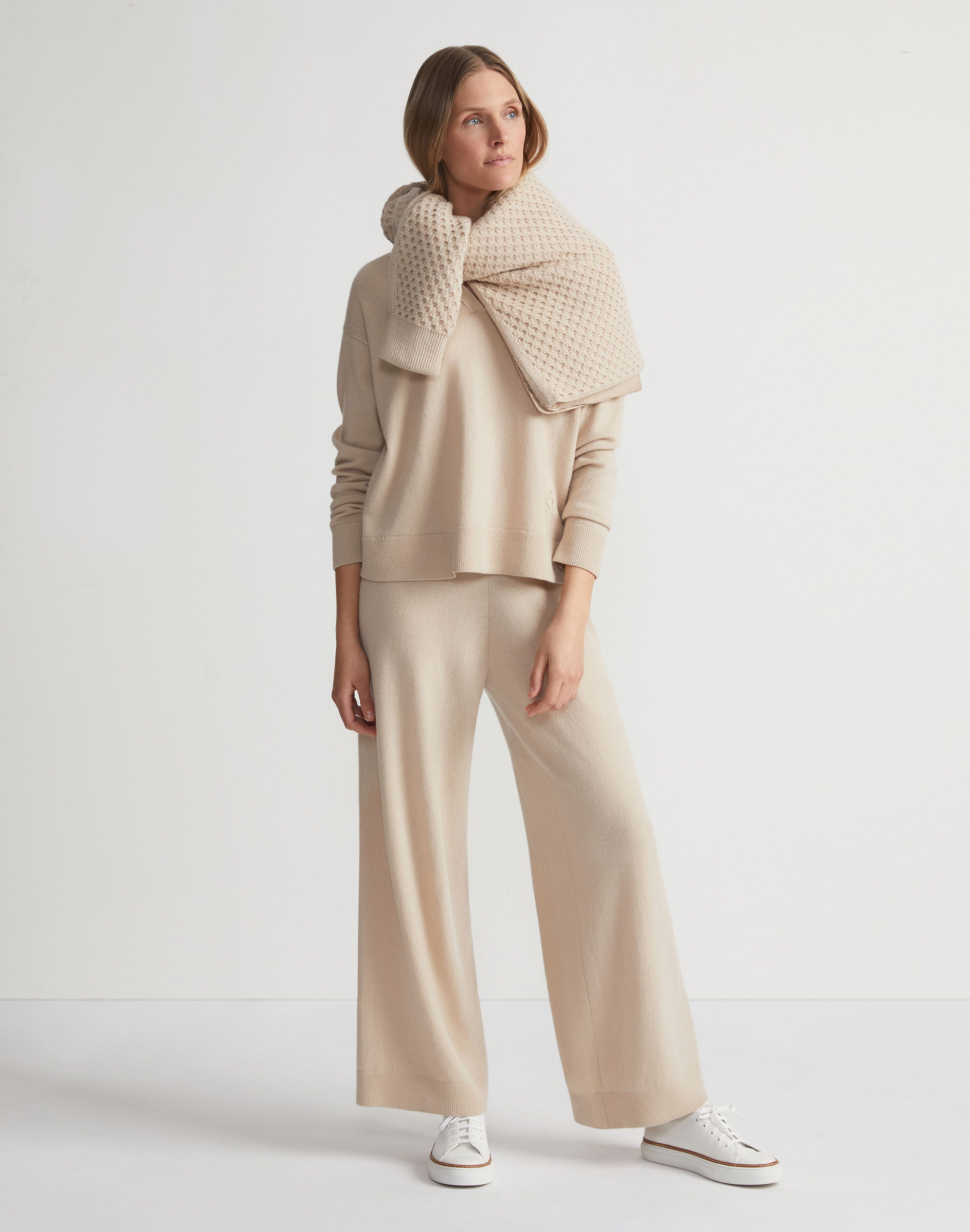 Plus-Size Responsible Wool-Cashmere Split Collar Sweater