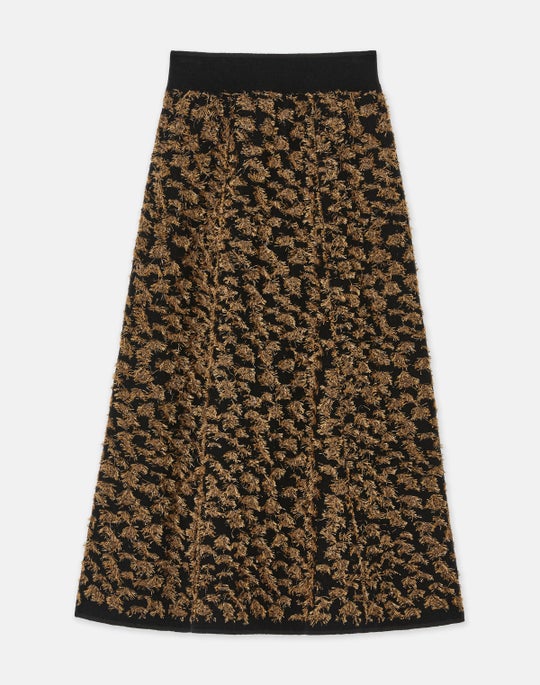 Boiled Wool Metallic Fringed Jacquard Skirt