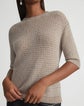 Metallic Flecked Lace Stitch Crewneck Sweater