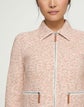 Printed Tubular Yarn Knit Zip Jacket