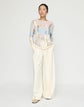 Sketchbook Print Finespun Voile & Cotton Crepe Yarn Intarsia Sweater