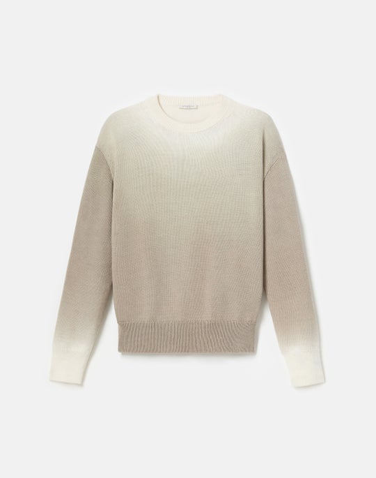 Hand Dip Dye Cotton-Silk Tape Crewneck Sweater
