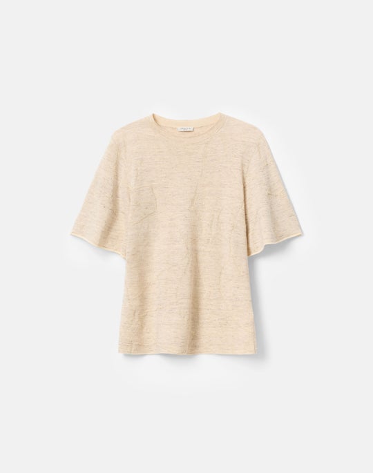 Jacquard Flutter Sleeve Knit Top