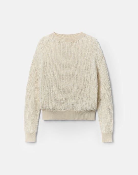 Cotton-Linen Open Knit Sweater
